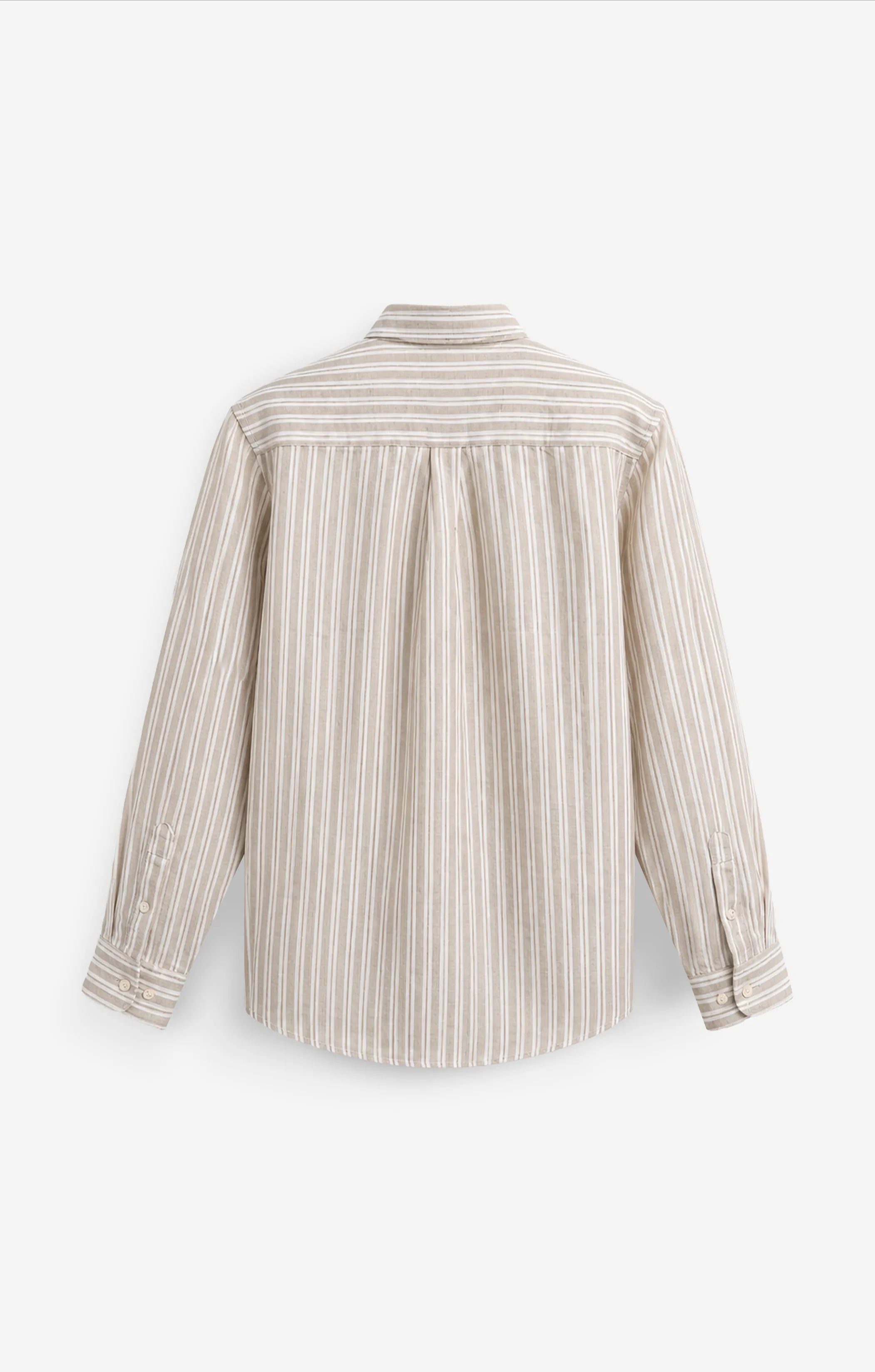 100% LINEN BEIGE STRIPS SHIRT