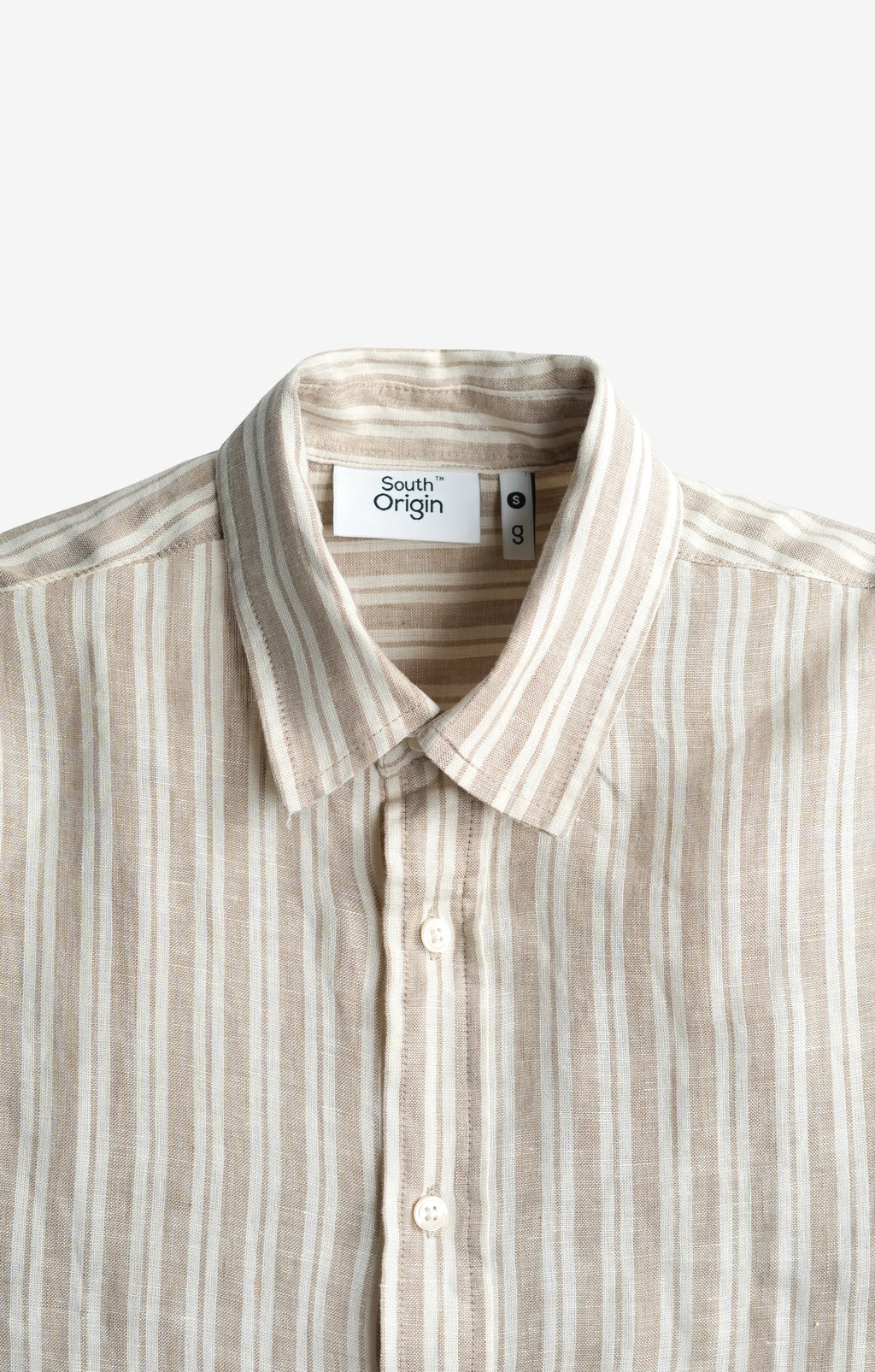 100% LINEN BEIGE STRIPS SHIRT