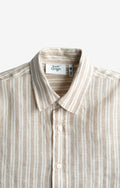 100% LINEN BEIGE STRIPS SHIRT