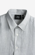 LINEN-COTTON BLUE STRIPS SHIRT