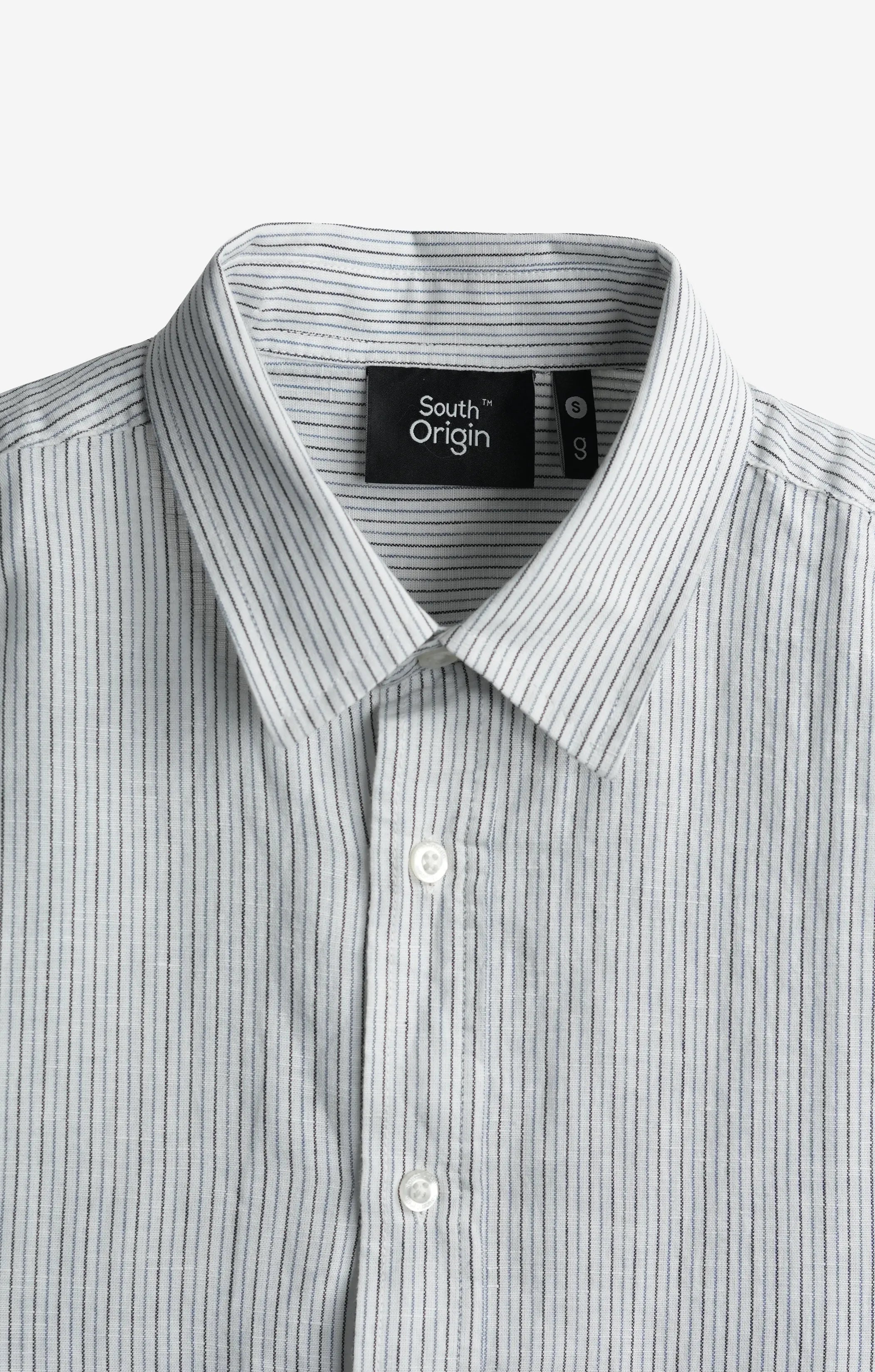LINEN-COTTON BLUE STRIPS SHIRT