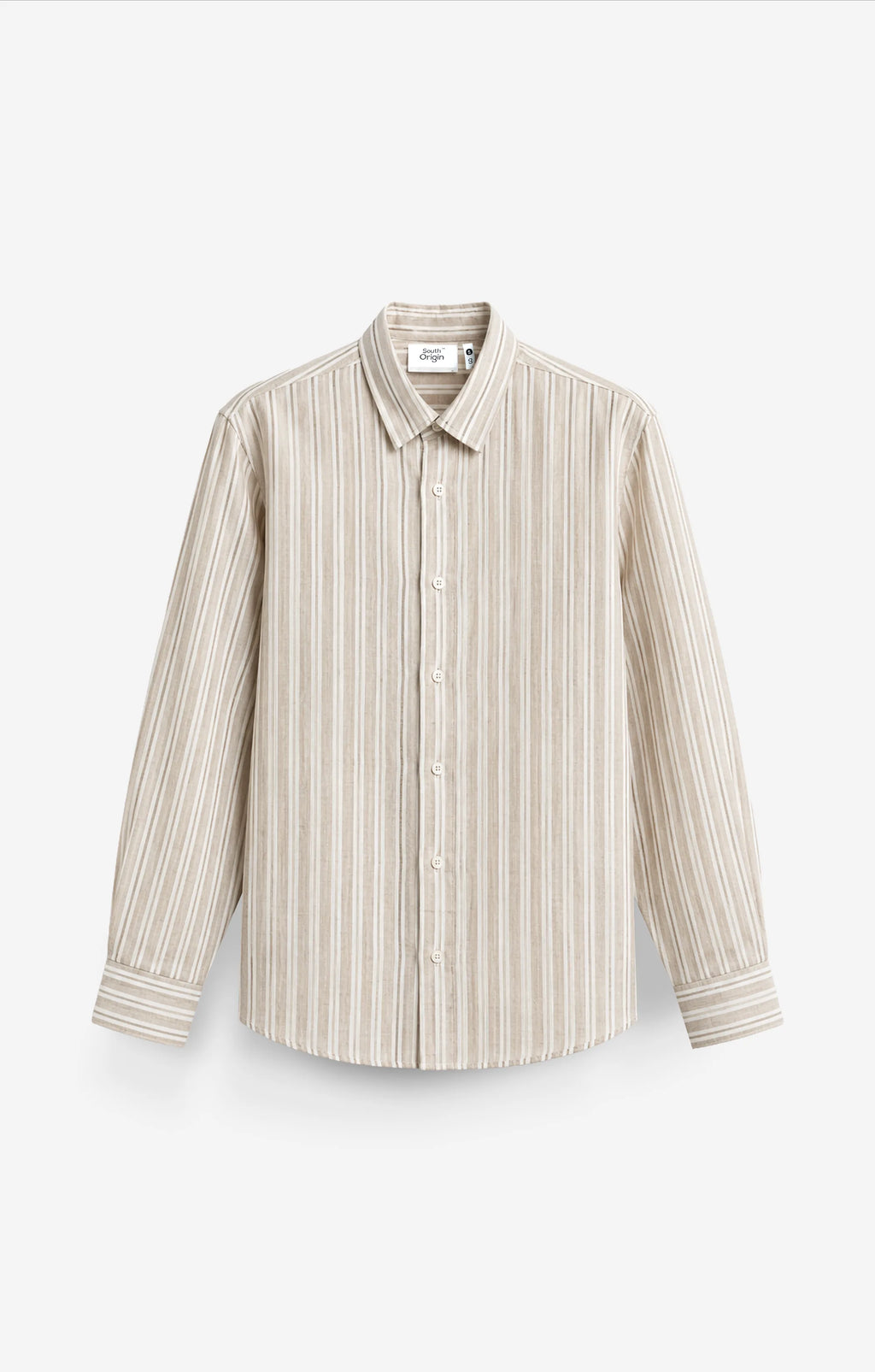 100% LINEN BEIGE STRIPS SHIRT
