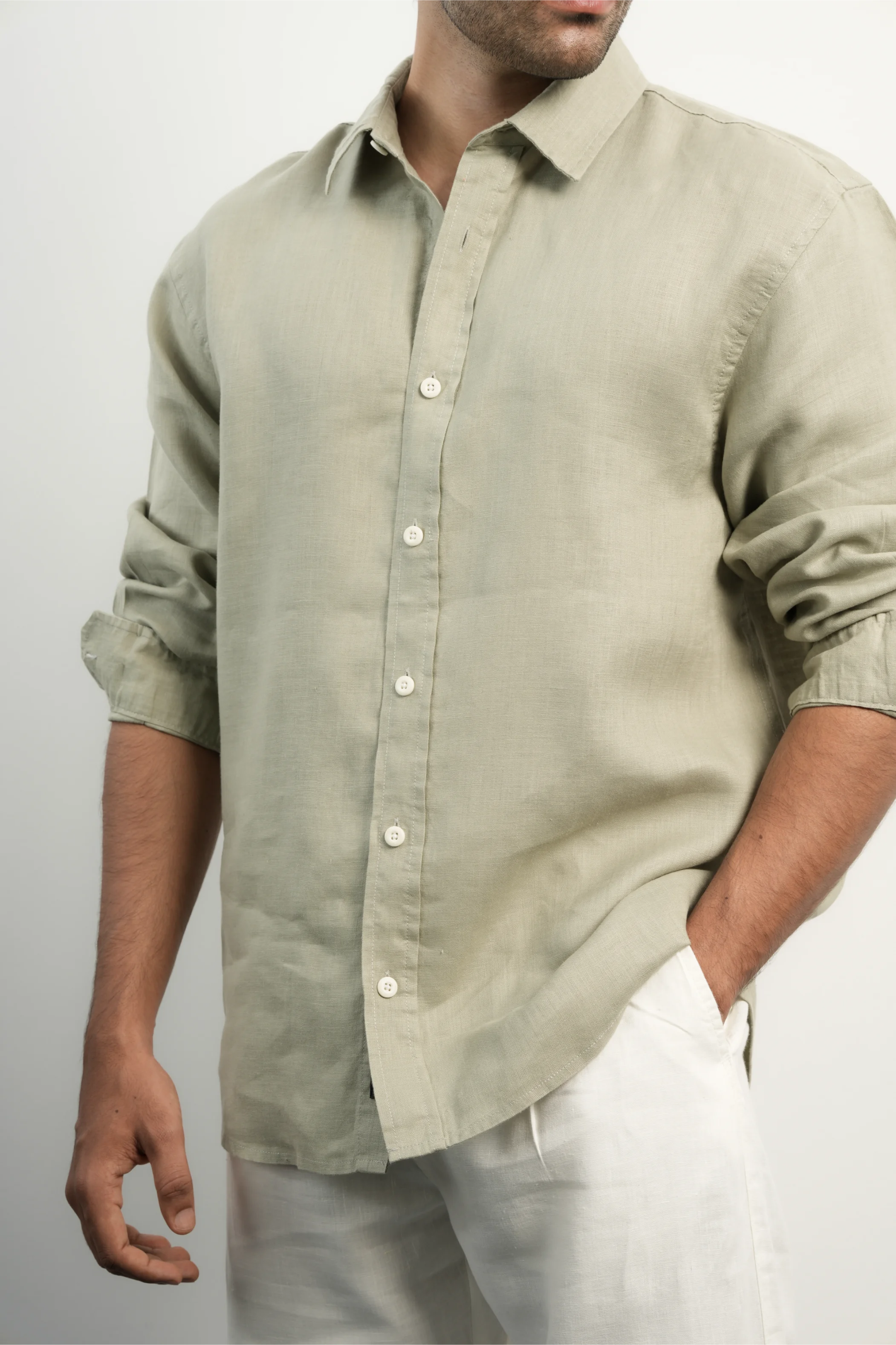 100% LINEN LAUREL GREEN SHIRT