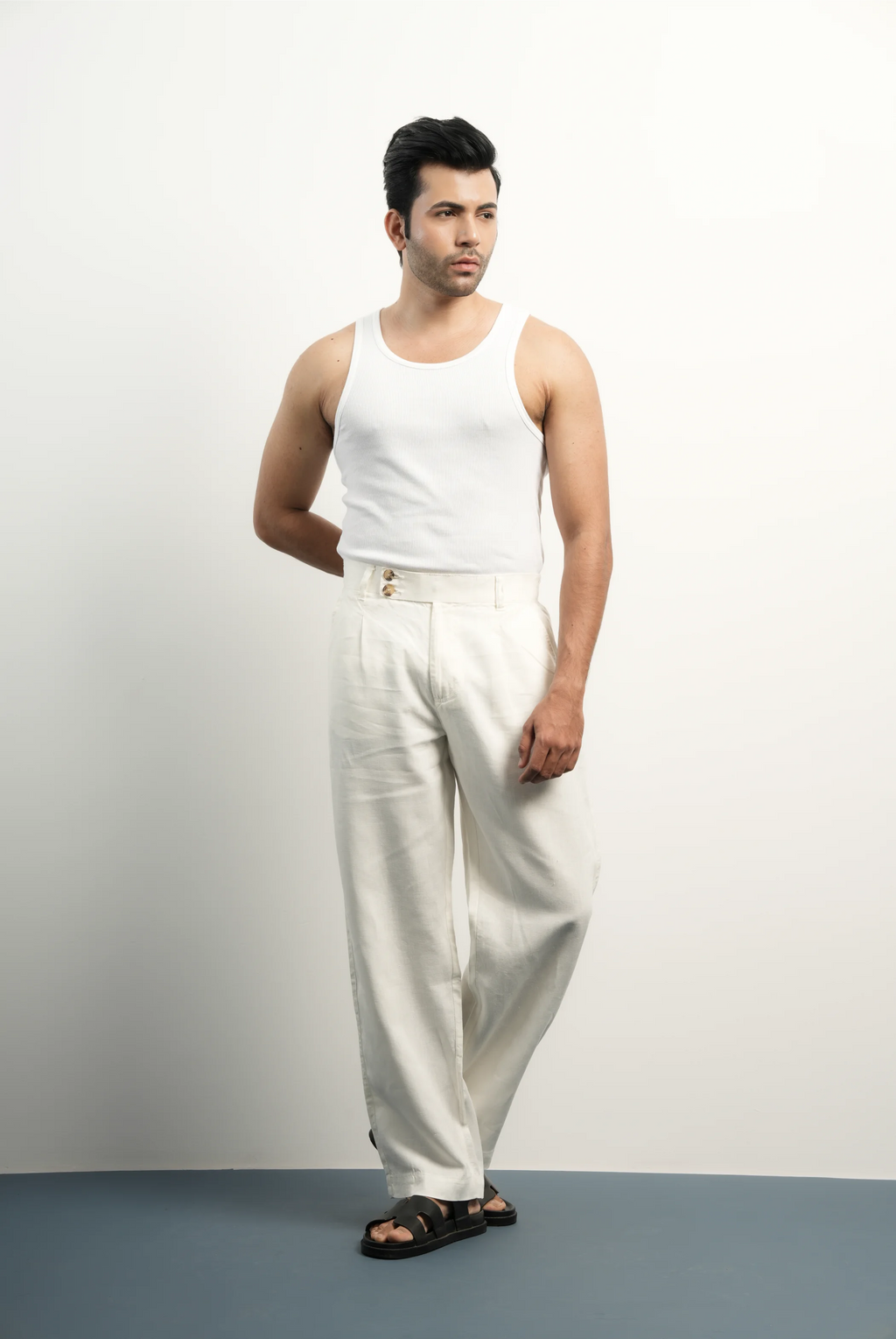 VELAIR LINEN OFF-WHITE PANTS