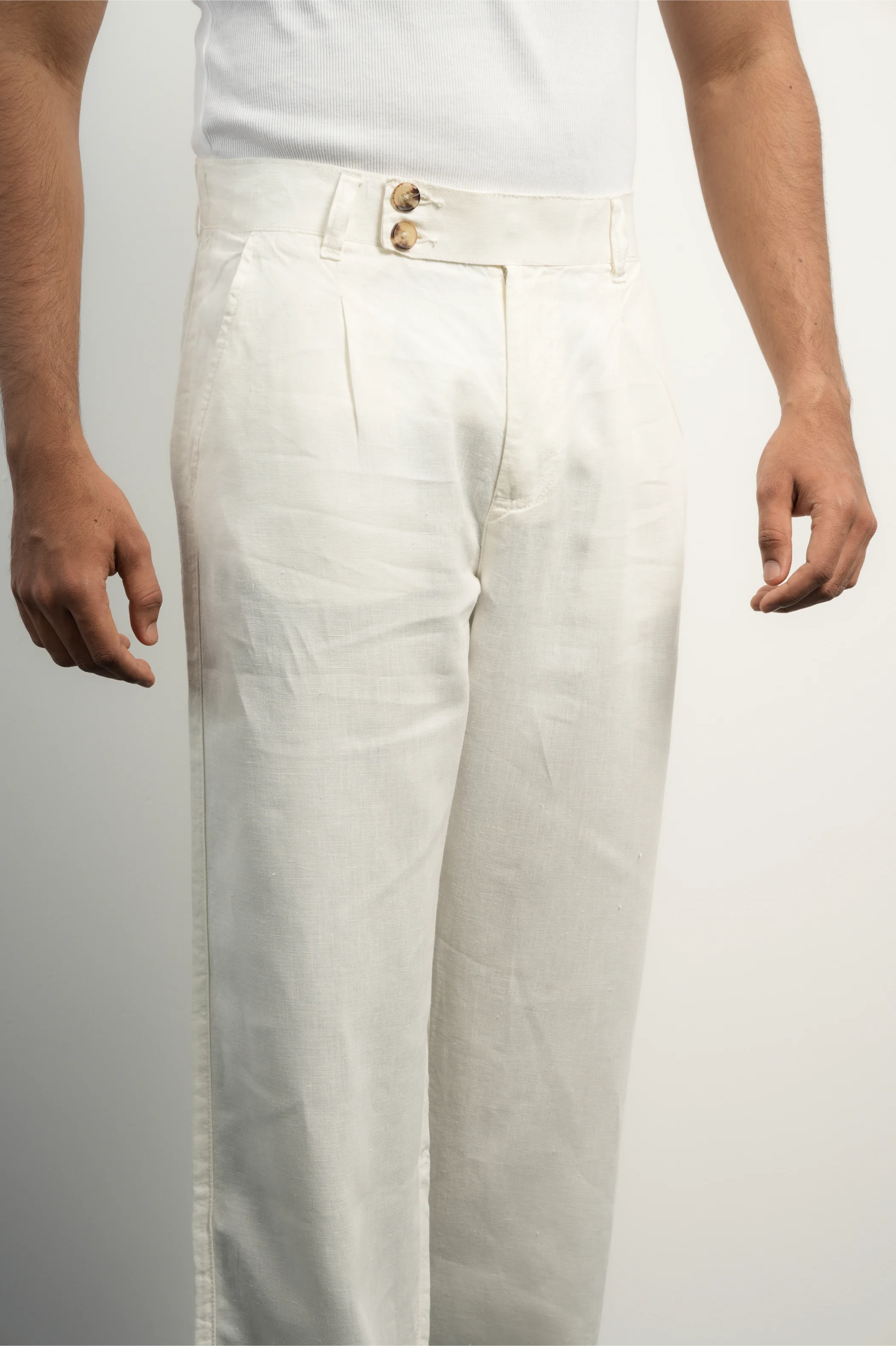 100% LINEN REGULAR FIT PANTS
