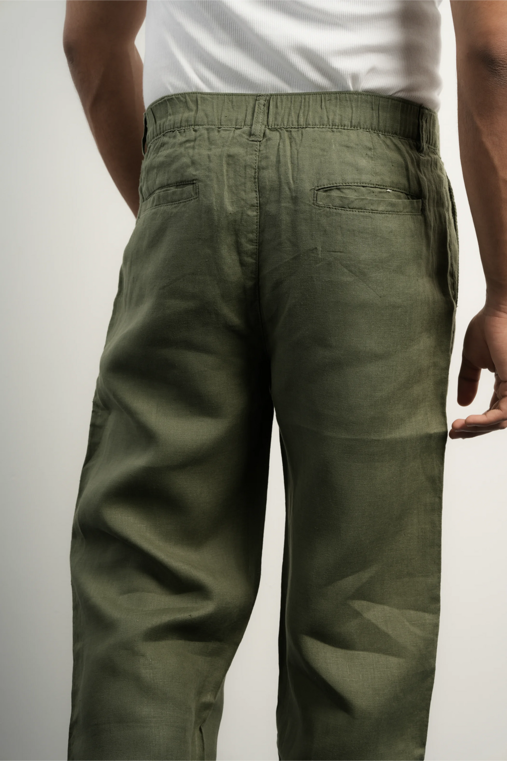 100% LINEN OLIVE GREEN PANTS