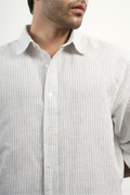 LINEN-COTTON BLUE STRIPS SHIRT