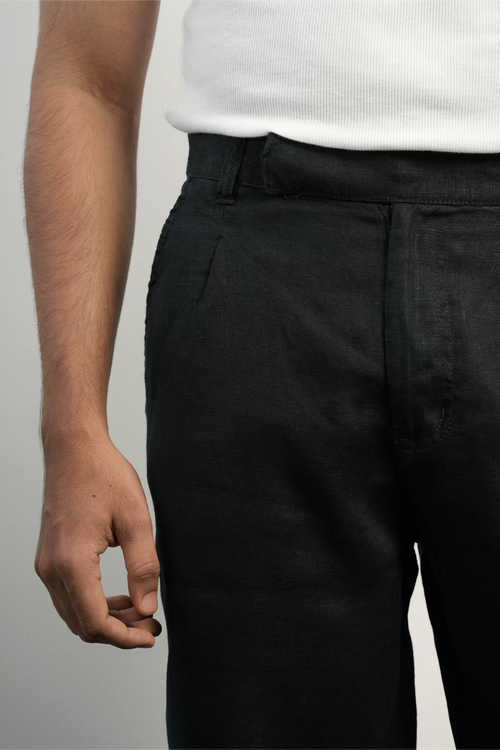 100% LINEN REGULAR FIT PANTS
