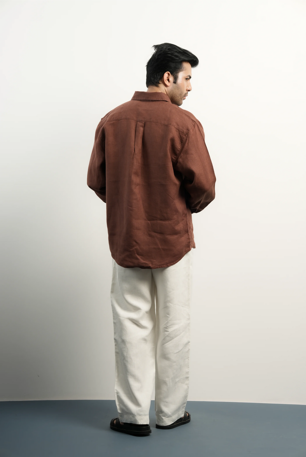 100% LINEN BROWN SHIRT