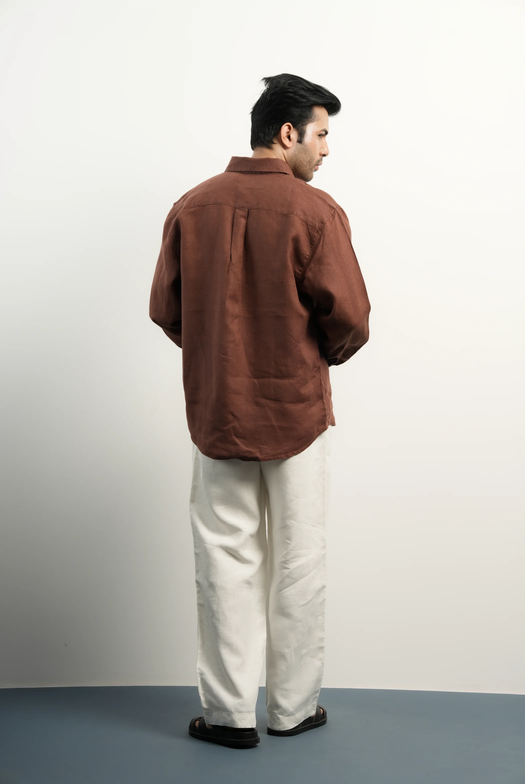 100% LINEN BROWN SHIRT