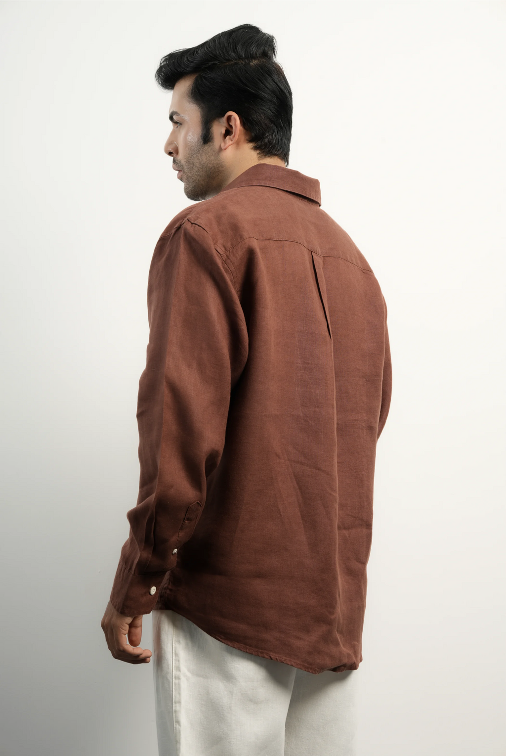 100% LINEN BROWN SHIRT
