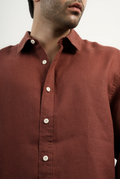 VELAIR LINEN MAROON SHIRT