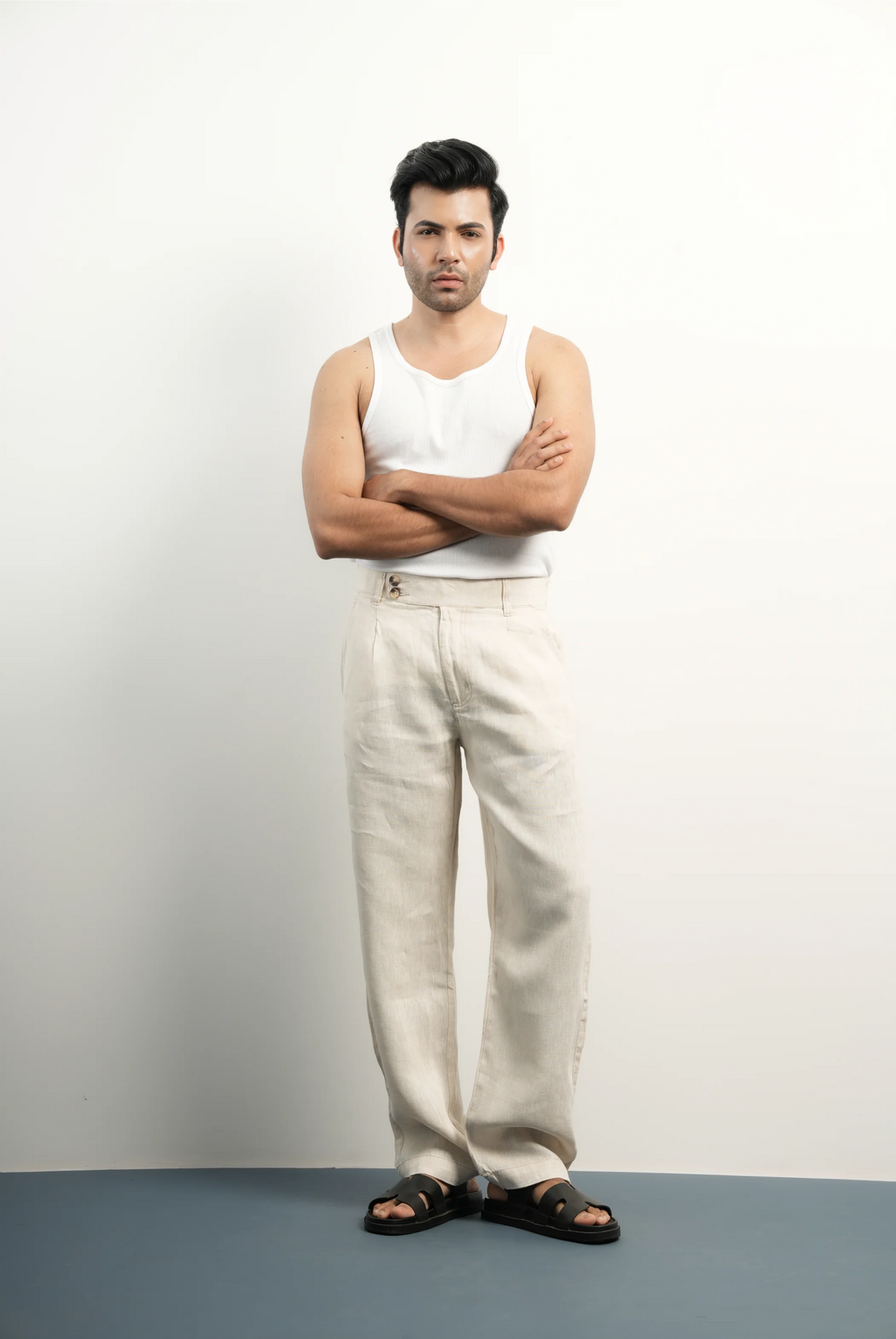 100% LINEN LIGHT BEIGE PANTS