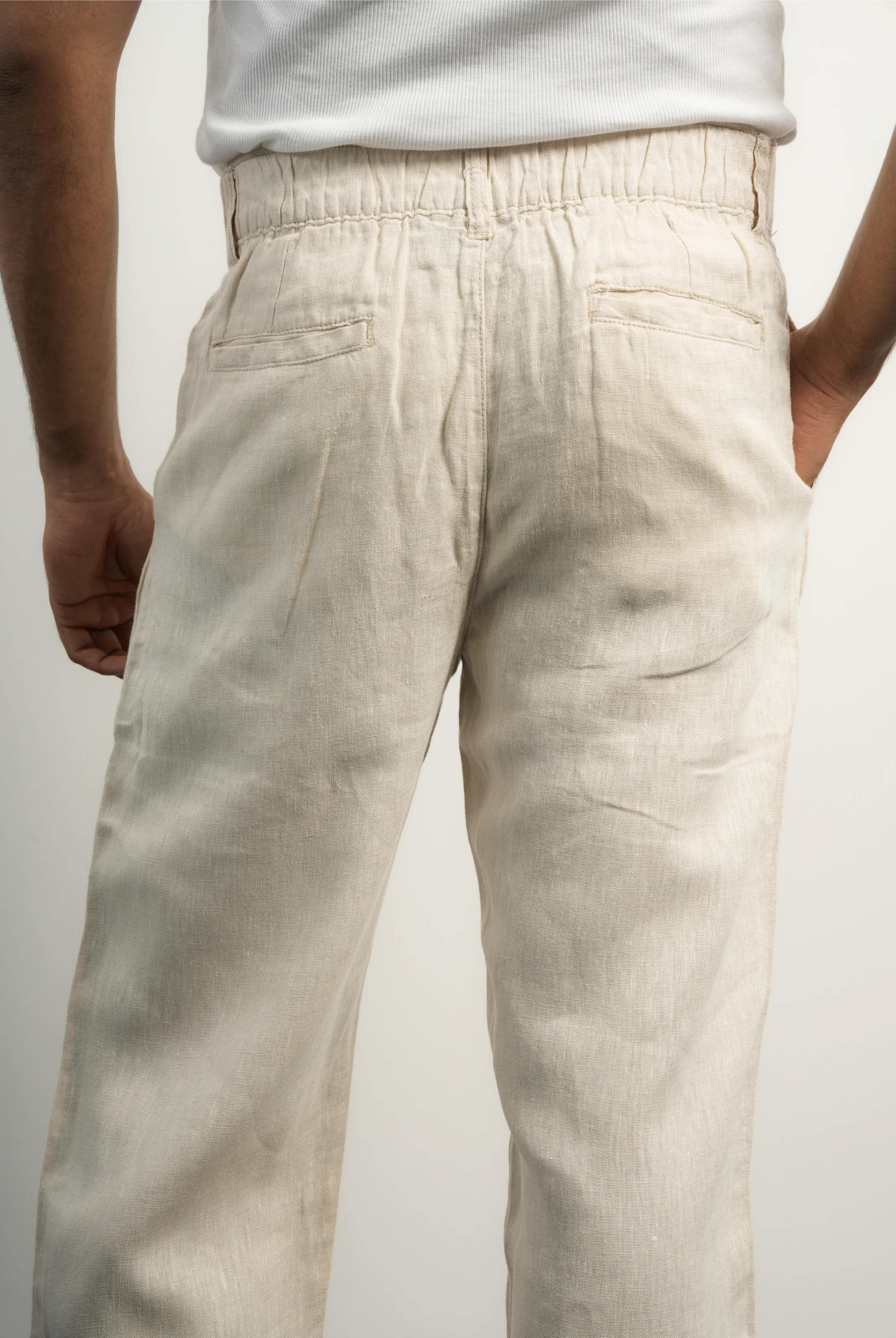 100% LINEN LIGHT BEIGE PANTS
