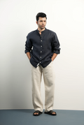 VELAIR LINEN NAVY BLUE SHIRT