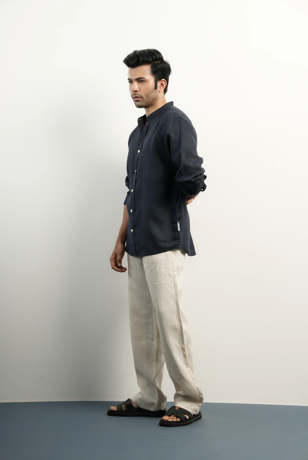 VELAIR LINEN NAVY BLUE SHIRT