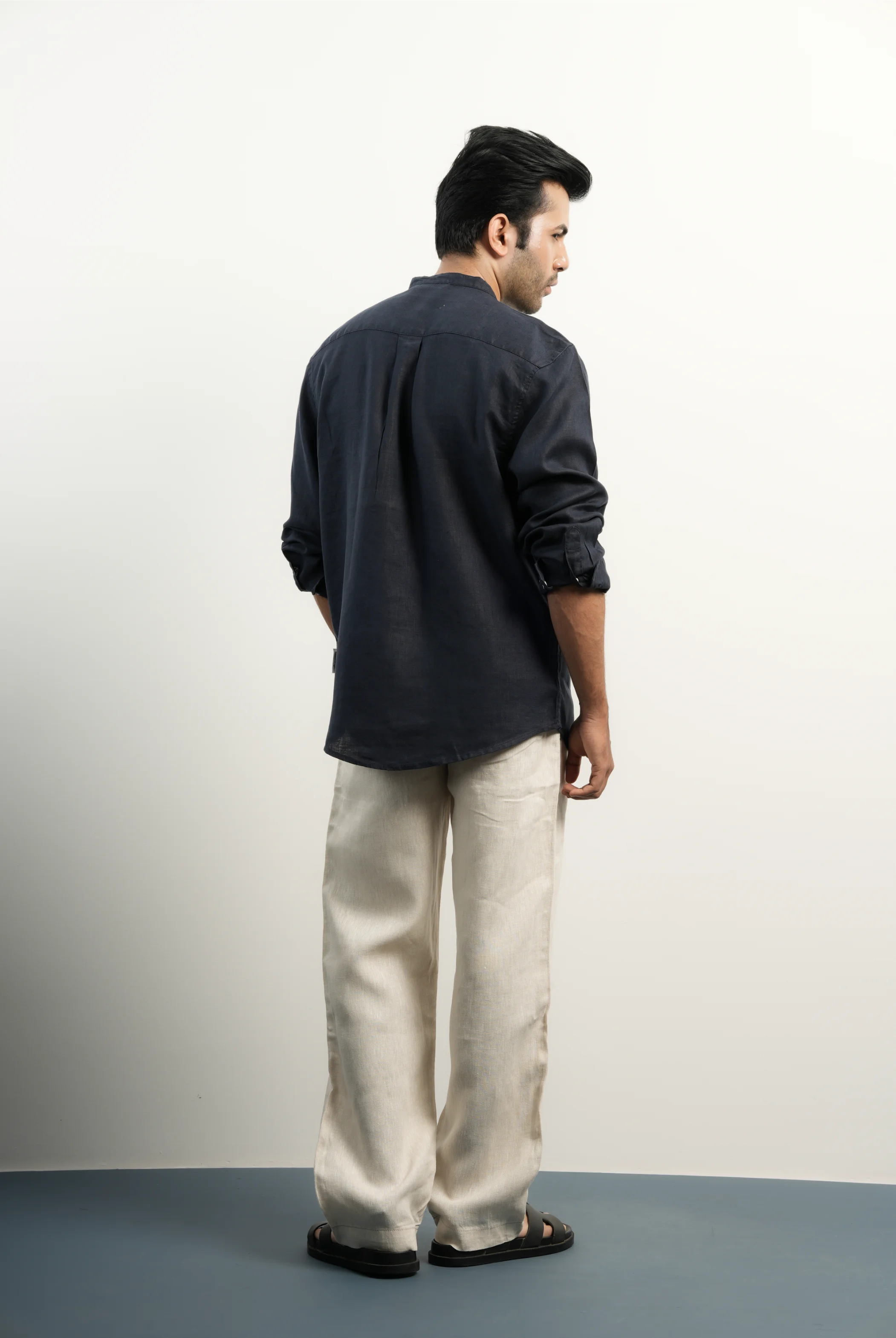 VELAIR LINEN NAVY BLUE SHIRT
