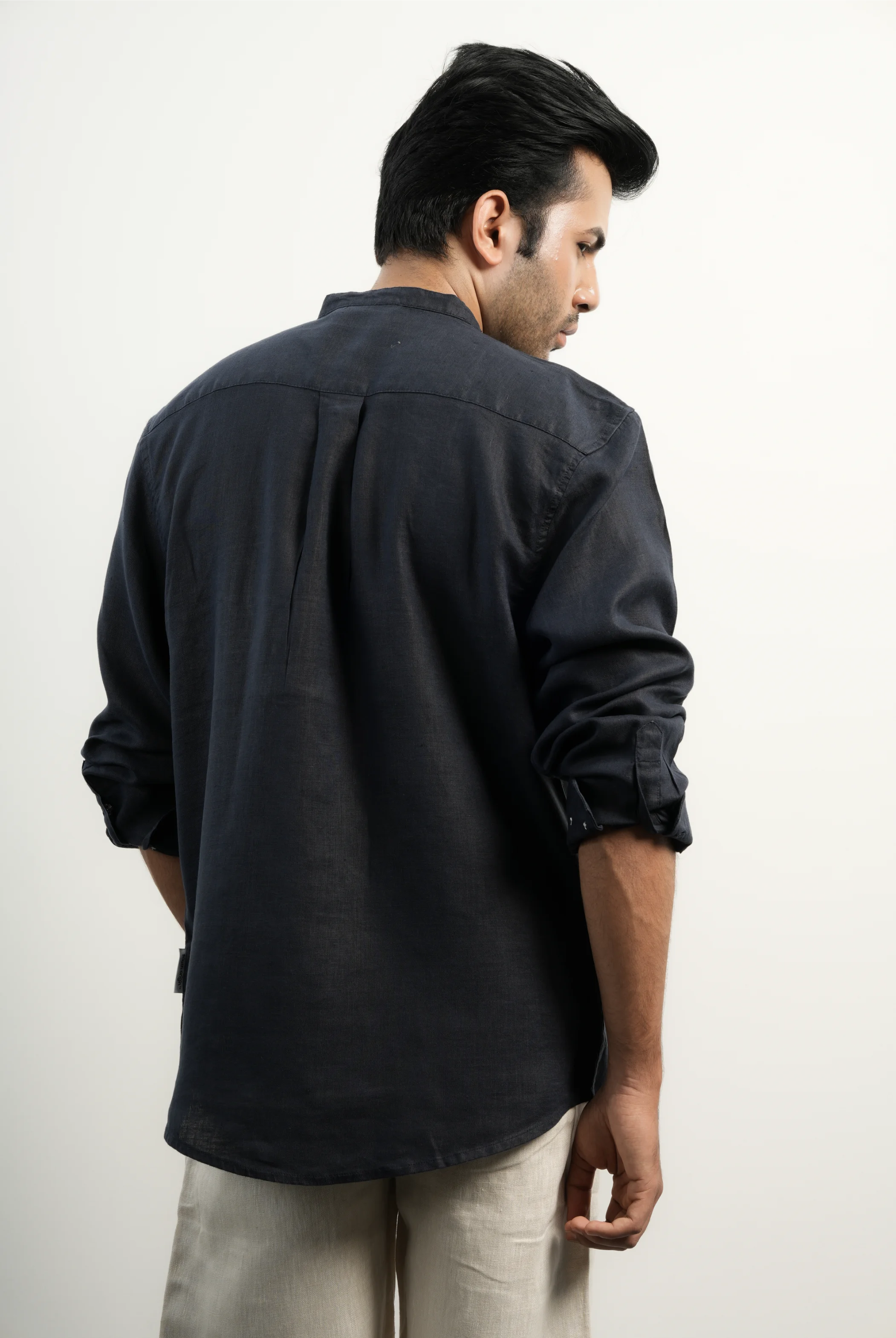 VELAIR LINEN NAVY BLUE SHIRT