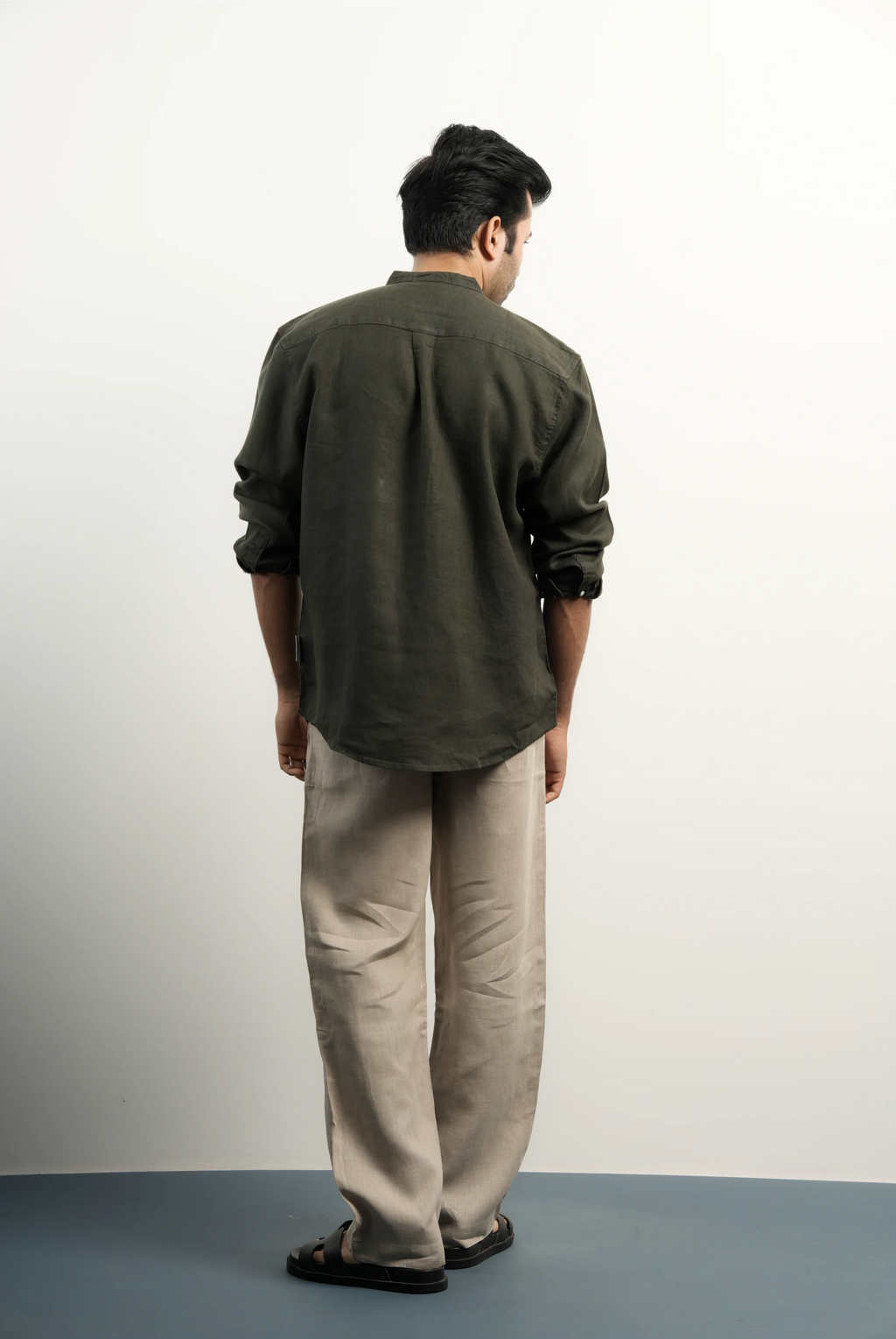 100% LINEN DARK GREEN SHIRT
