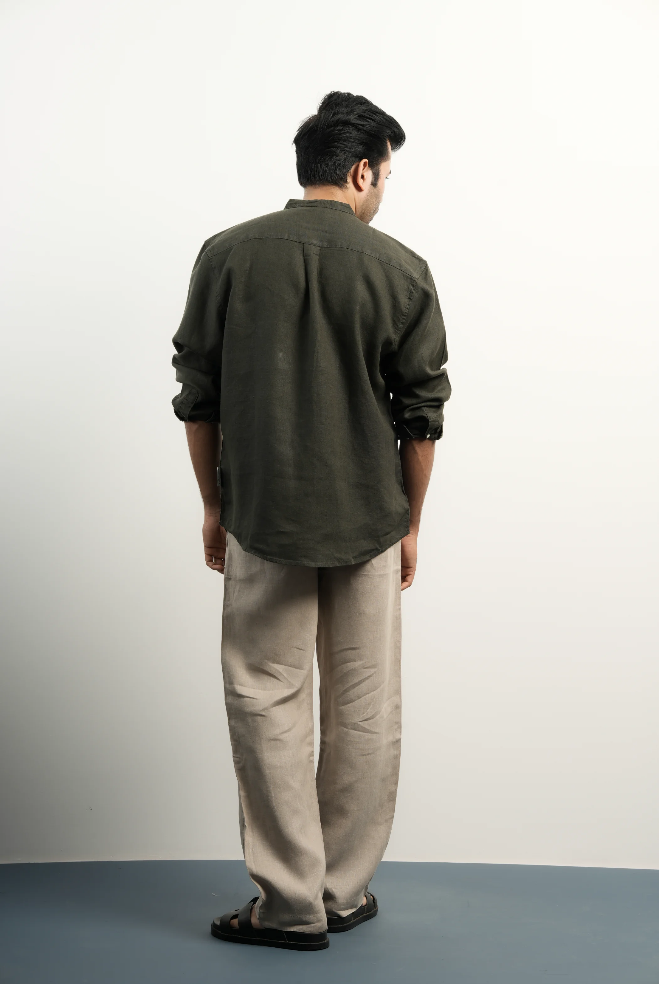100% LINEN DARK GREEN SHIRT