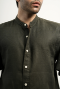 100% LINEN DARK GREEN SHIRT