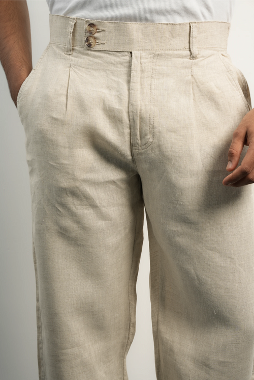 100% LINEN BEIGE PANTS