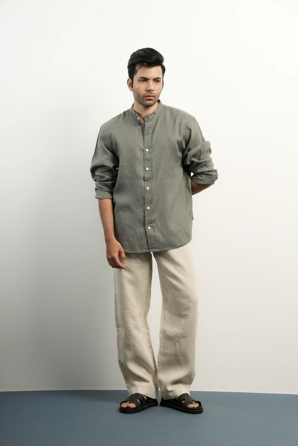 100% LINEN SAGE GREEN SHIRT