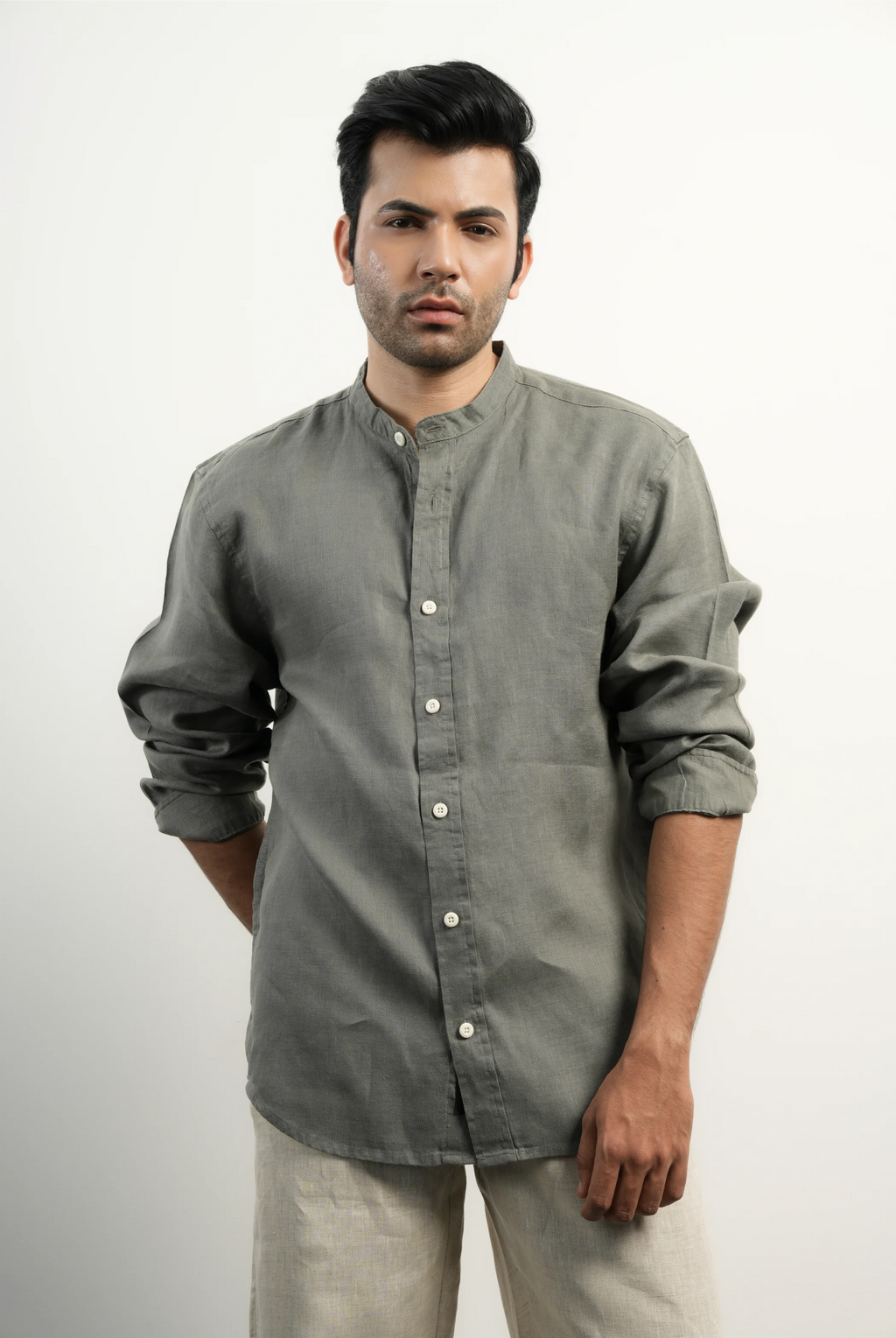 100% LINEN SAGE GREEN SHIRT