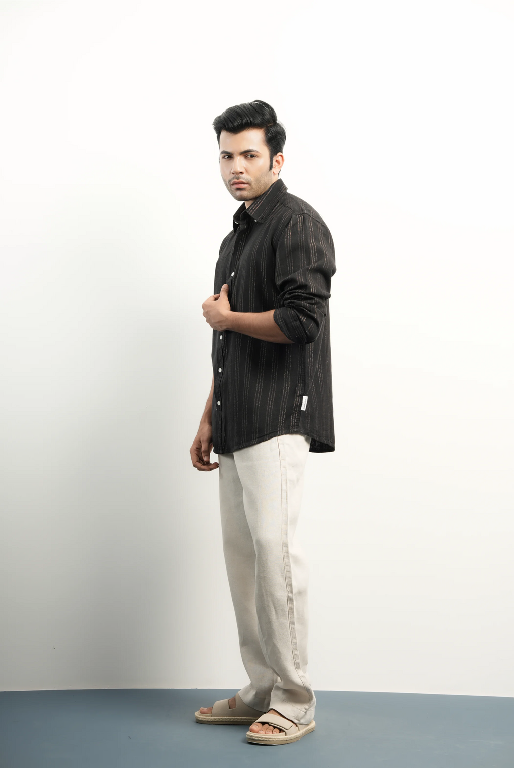 LINEN COTTON GOLD STRIPS SHIRTS