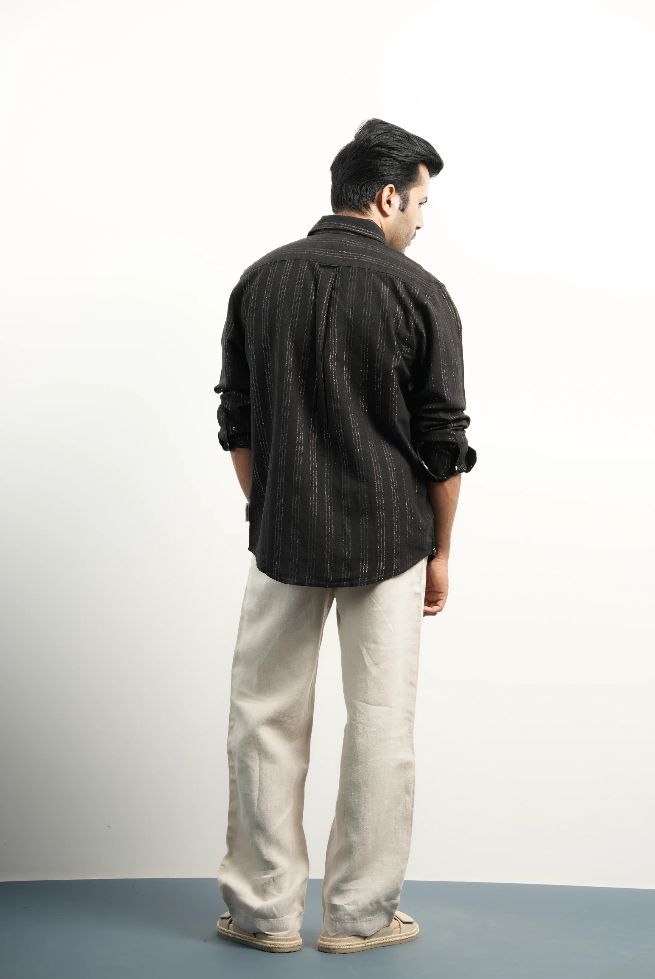 LINEN COTTON GOLD STRIPS SHIRTS