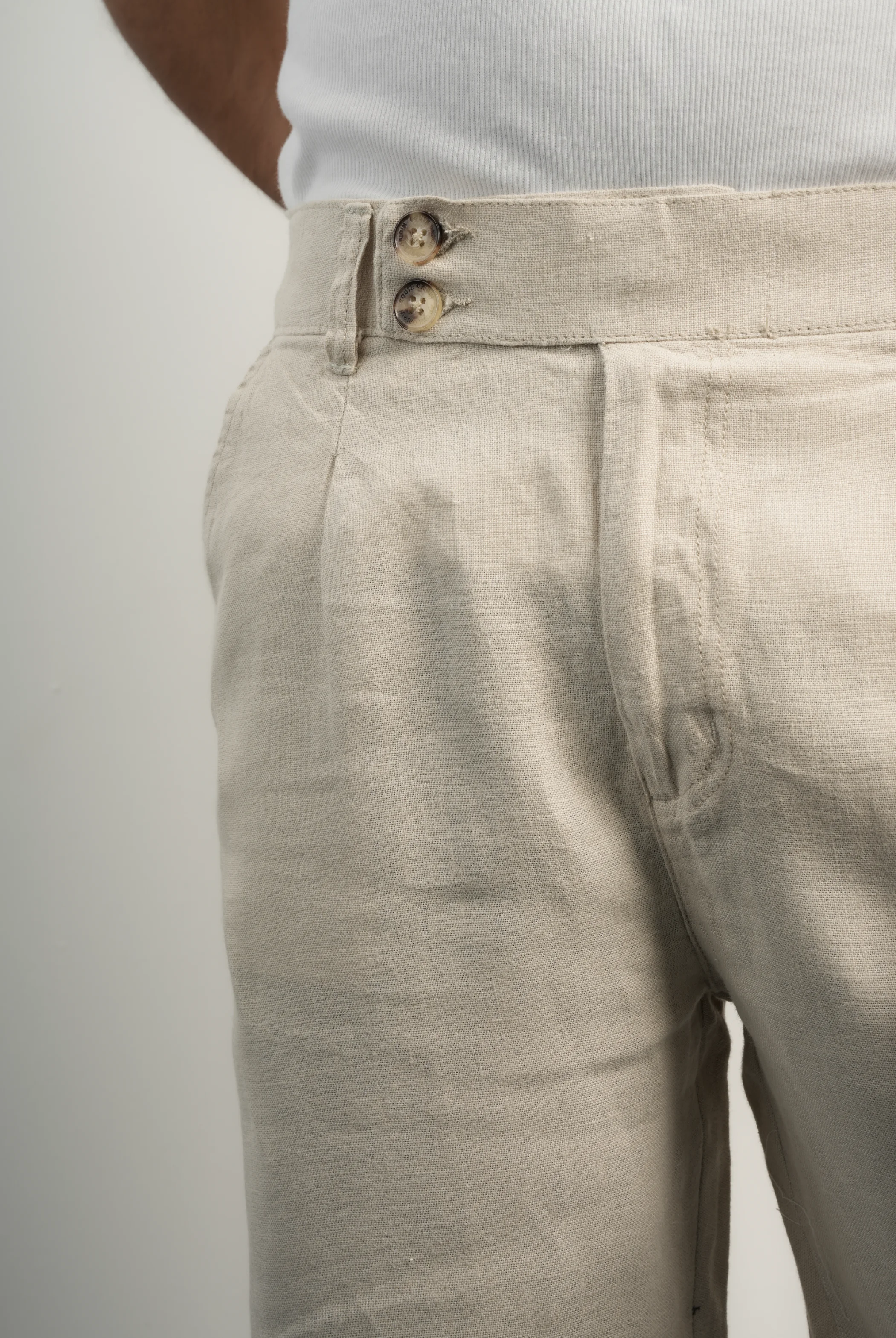 LINEN/COTTON REGULAR FIT PANTS