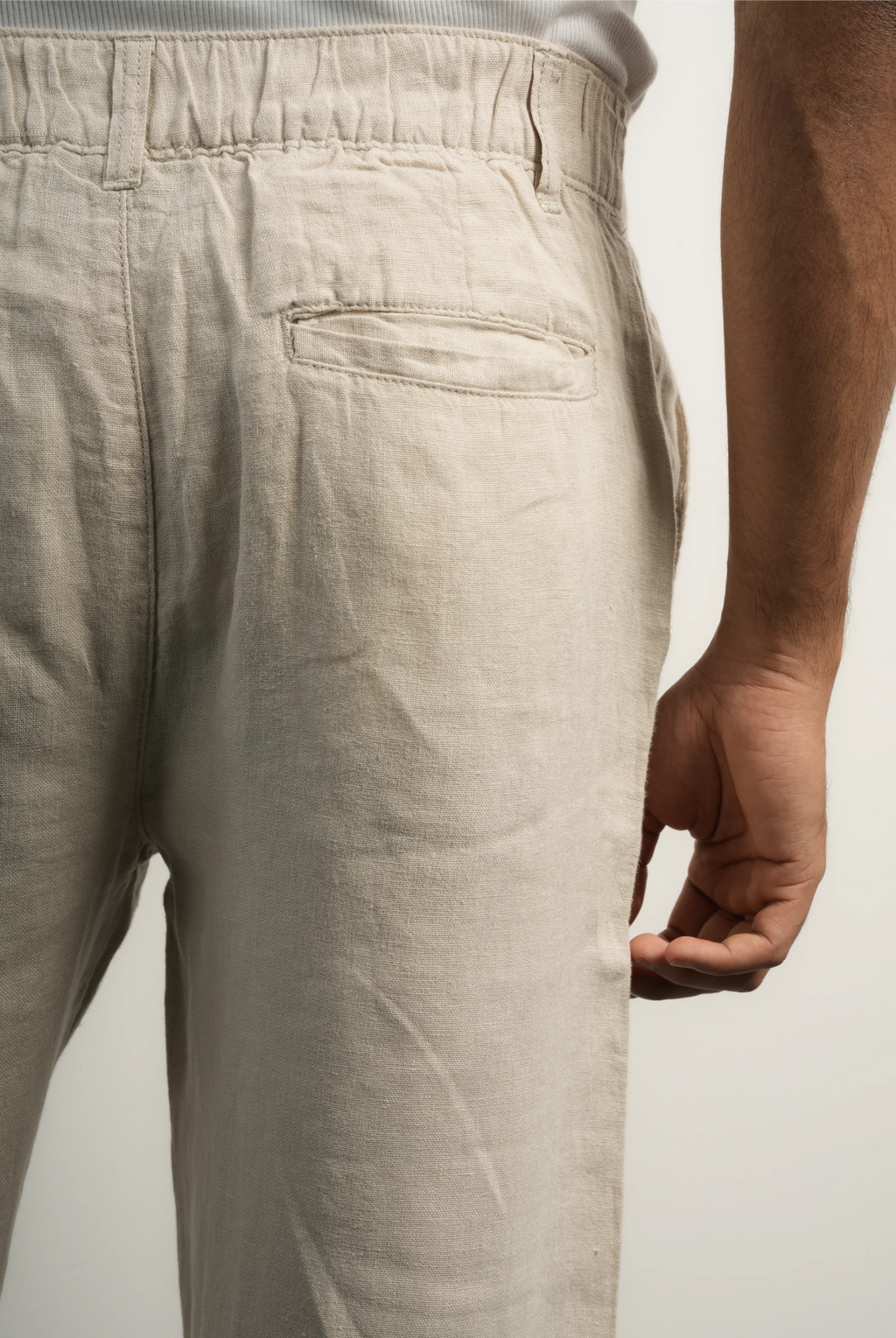 LINEN-COTTON LIGHT GREY PANTS