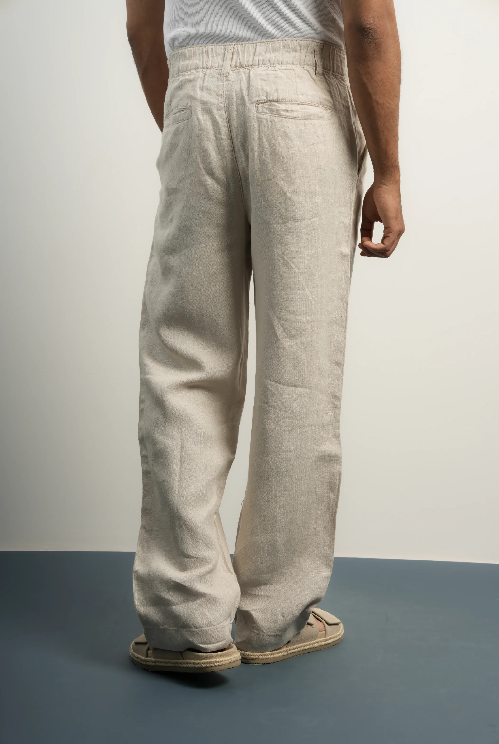 LINEN-COTTON LIGHT GREY PANTS