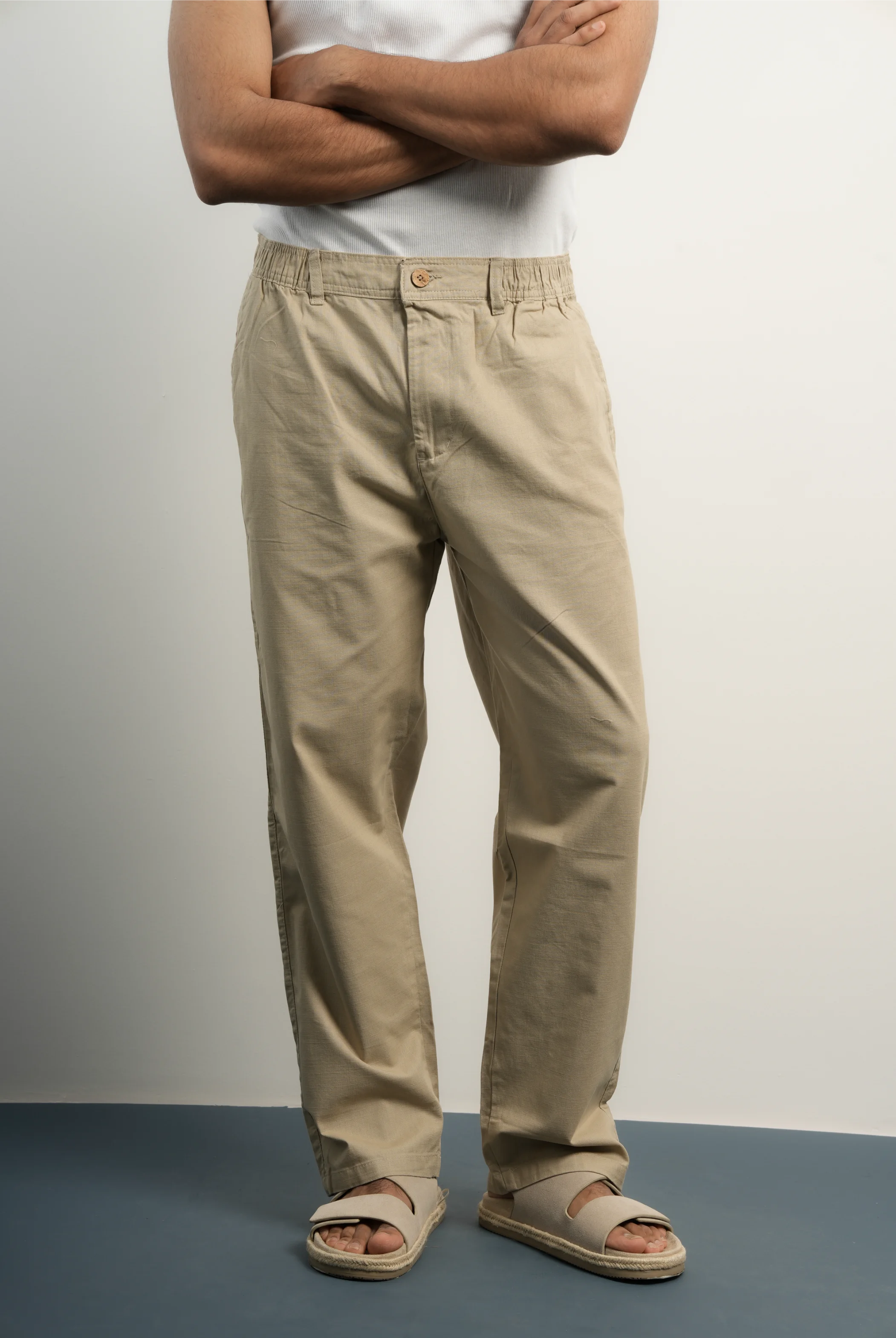 COTTON LINEN CAMEL BROWN PANTS