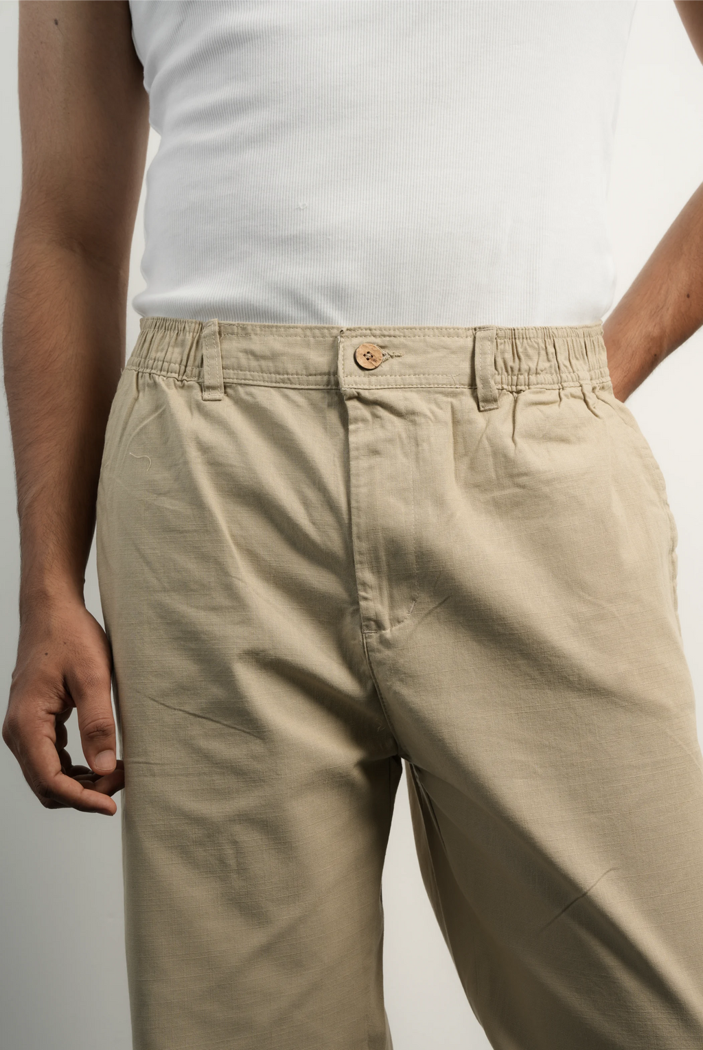 COTTON LINEN CAMEL BROWN PANTS
