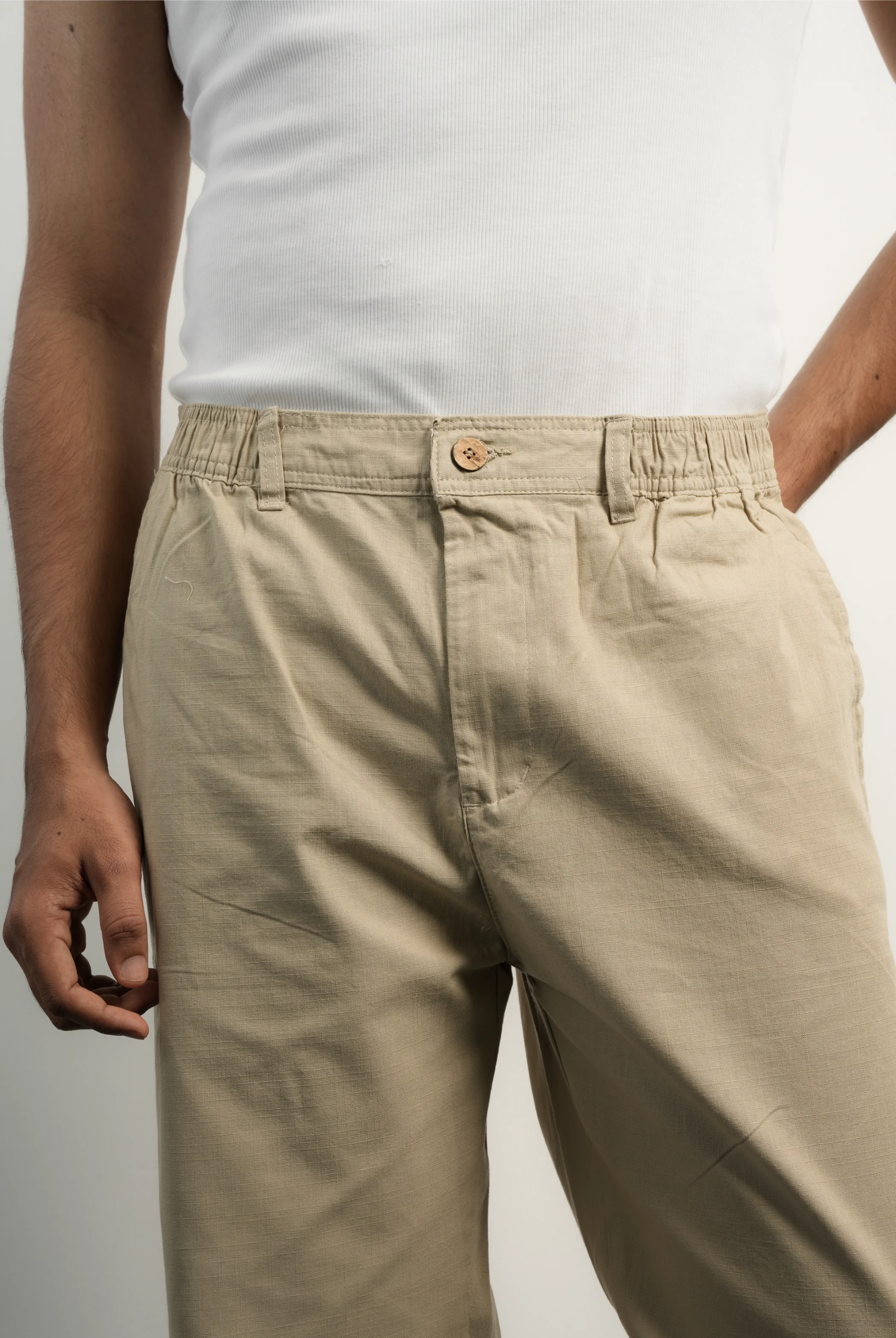 COTTON LINEN CAMEL BROWN PANTS