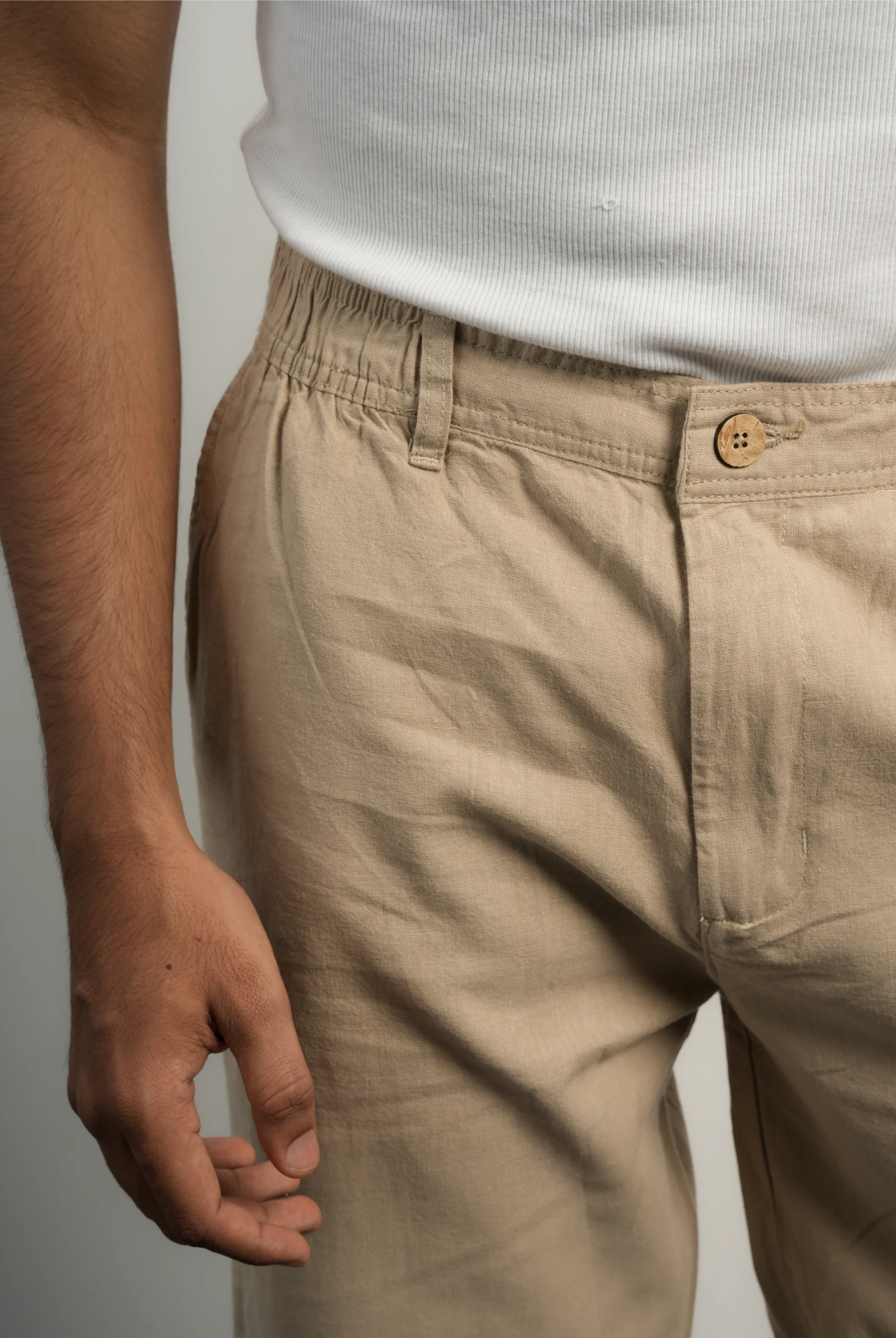 COTTON LINEN ALMOND PANTS