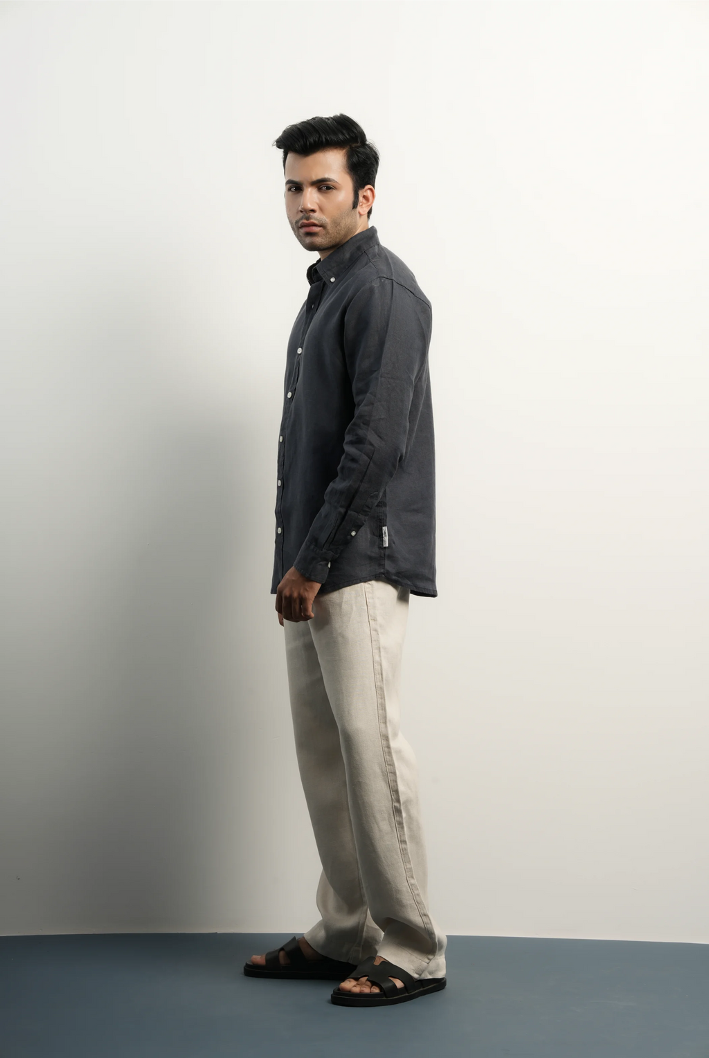 VELAIR LINEN GREY NAVY SHIRTS