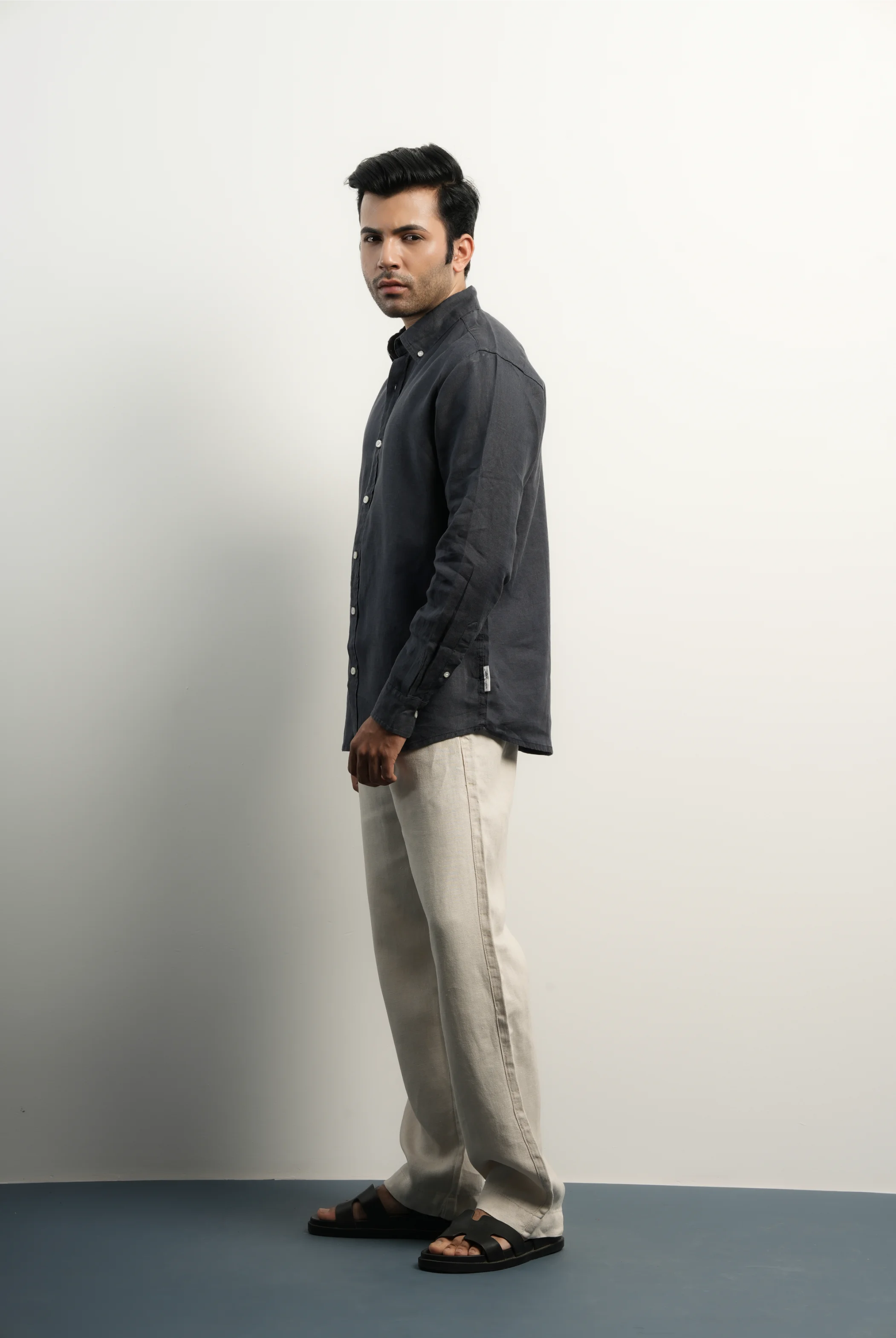 VELAIR LINEN GREY NAVY SHIRTS