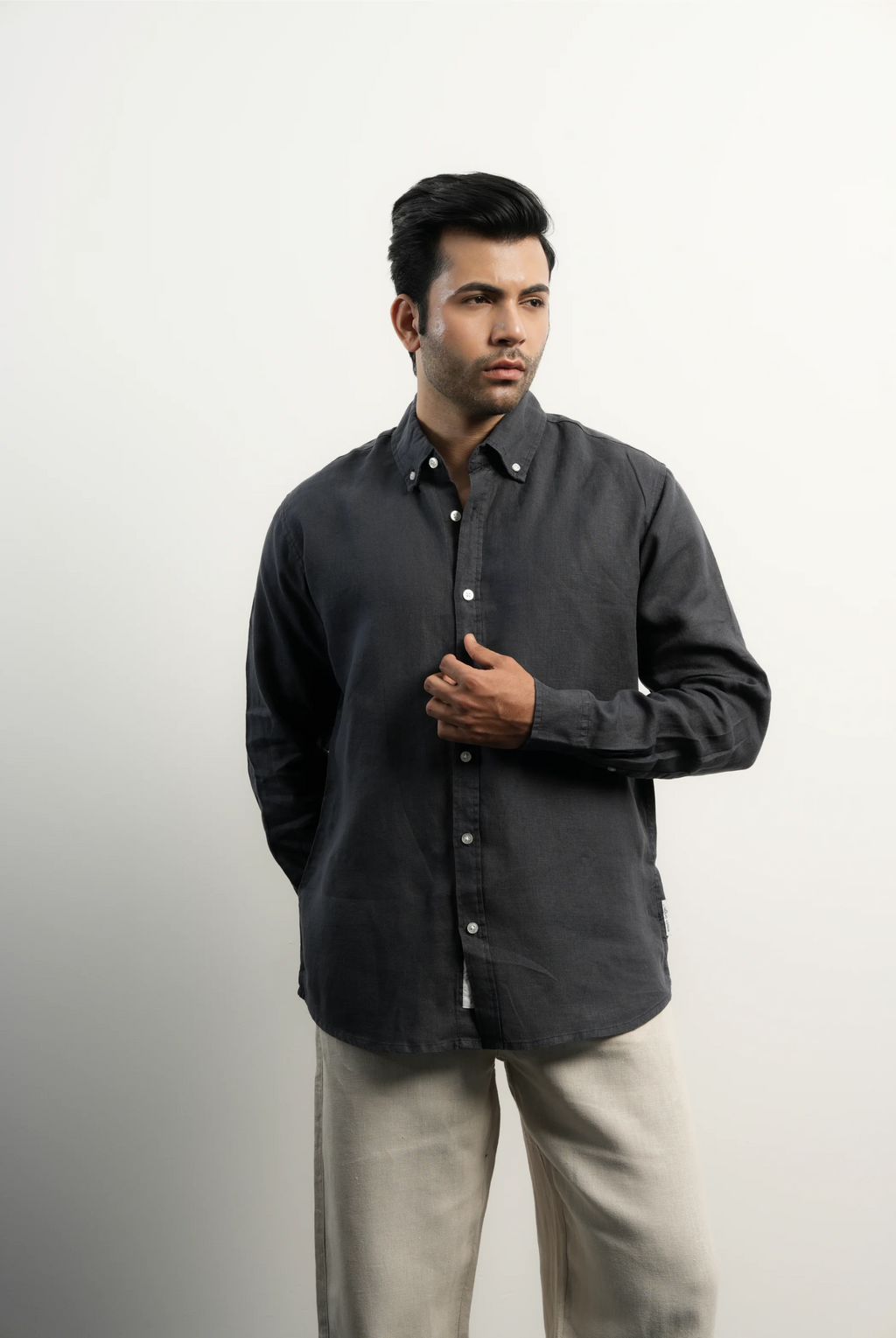 VELAIR LINEN GREY NAVY SHIRTS