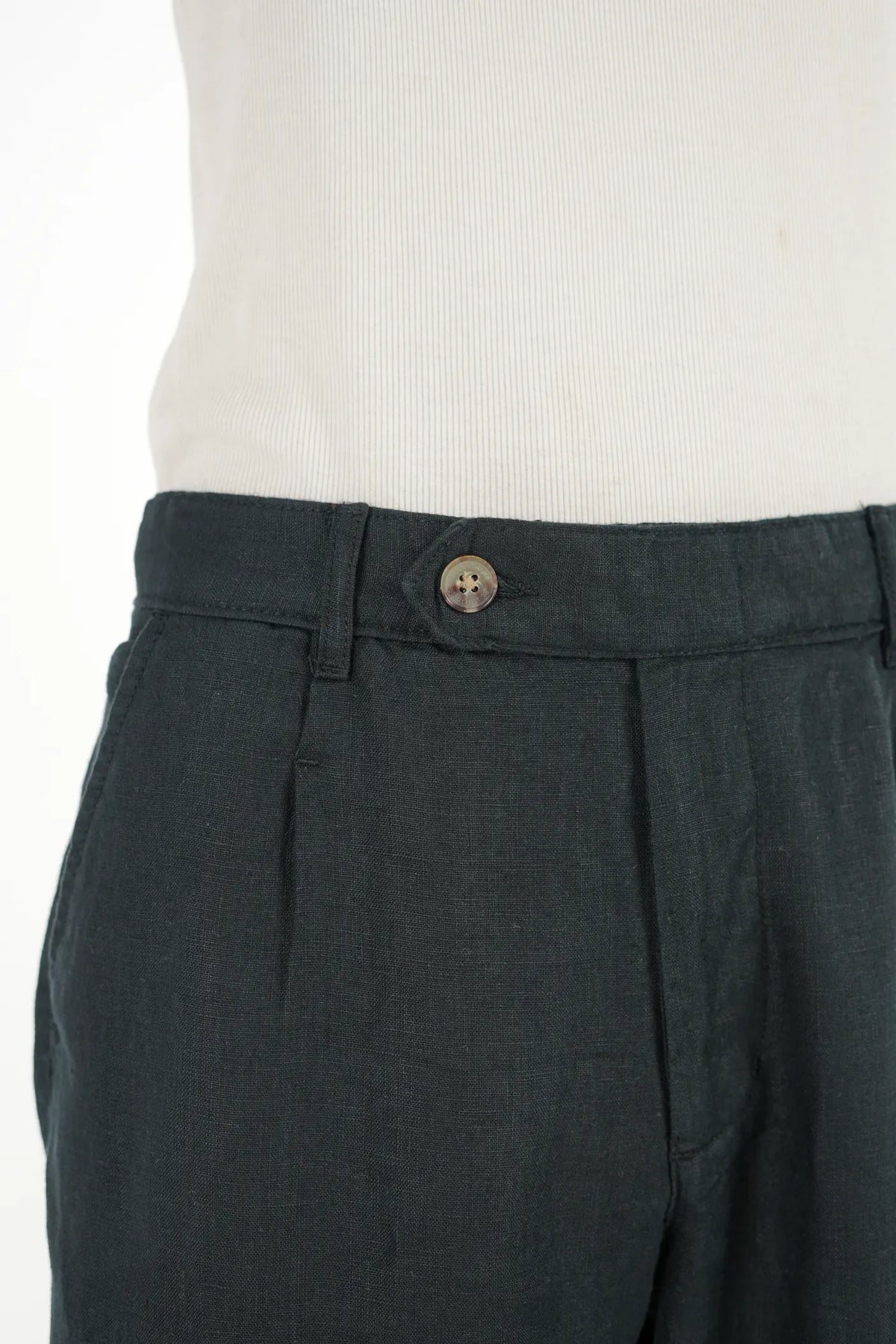100% LINEN BLACK BUCKLE UP PANTS