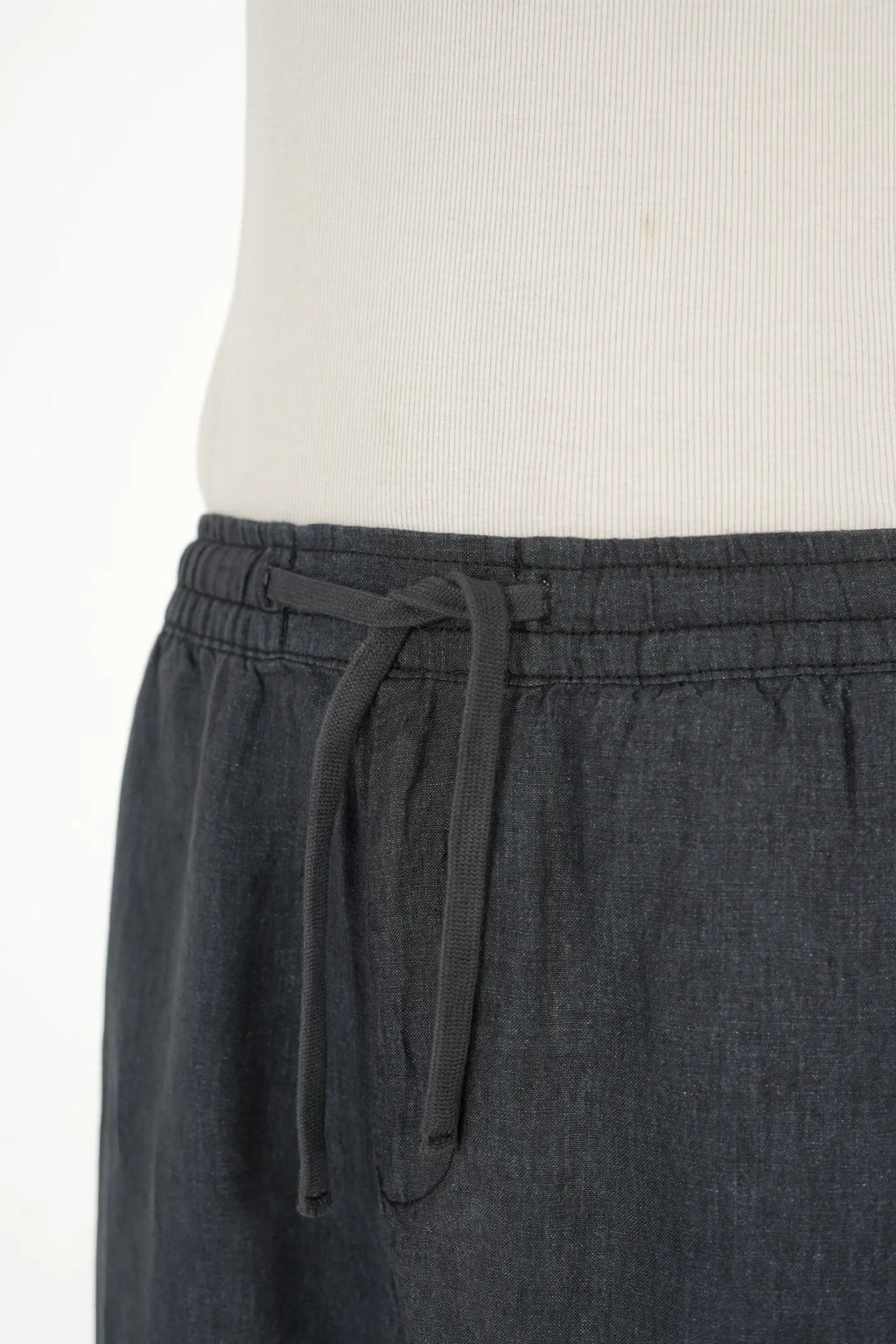 100% LINEN BLACK DRAWSTRING TROUSERS