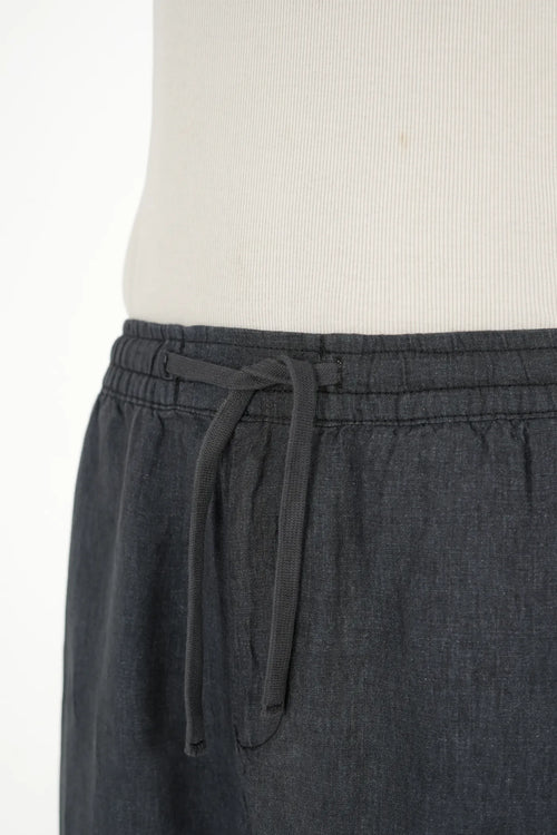 100% LINEN BLACK DRAWSTRING TROUSERS