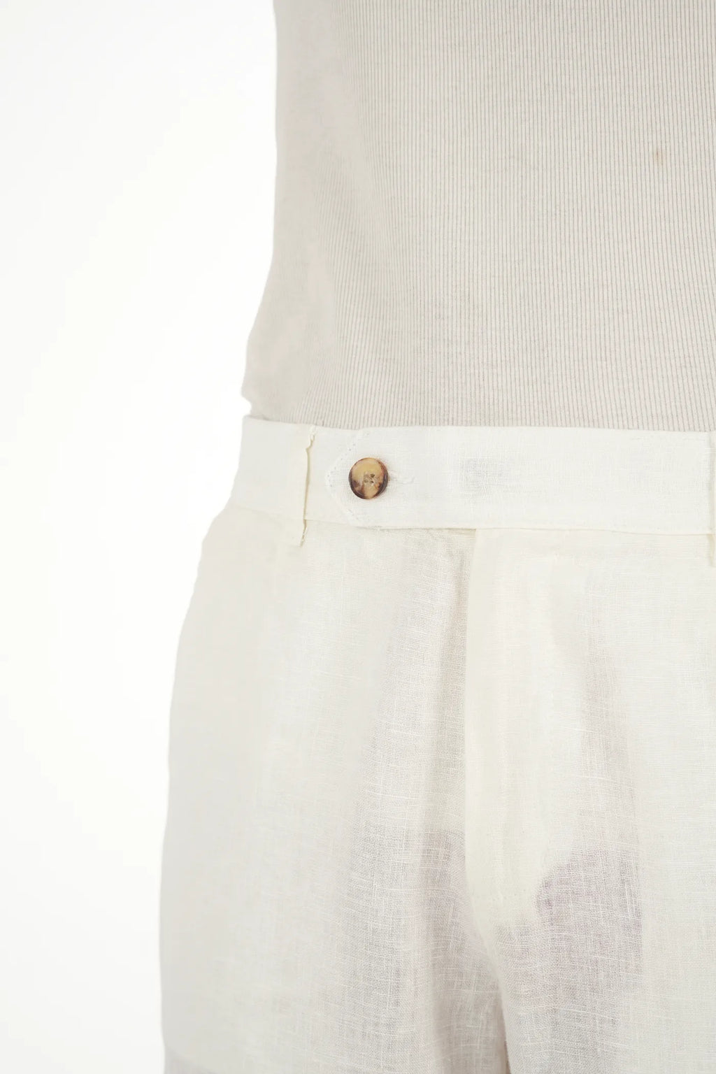 100% LINEN WHITE BUCKLE UP PANTS