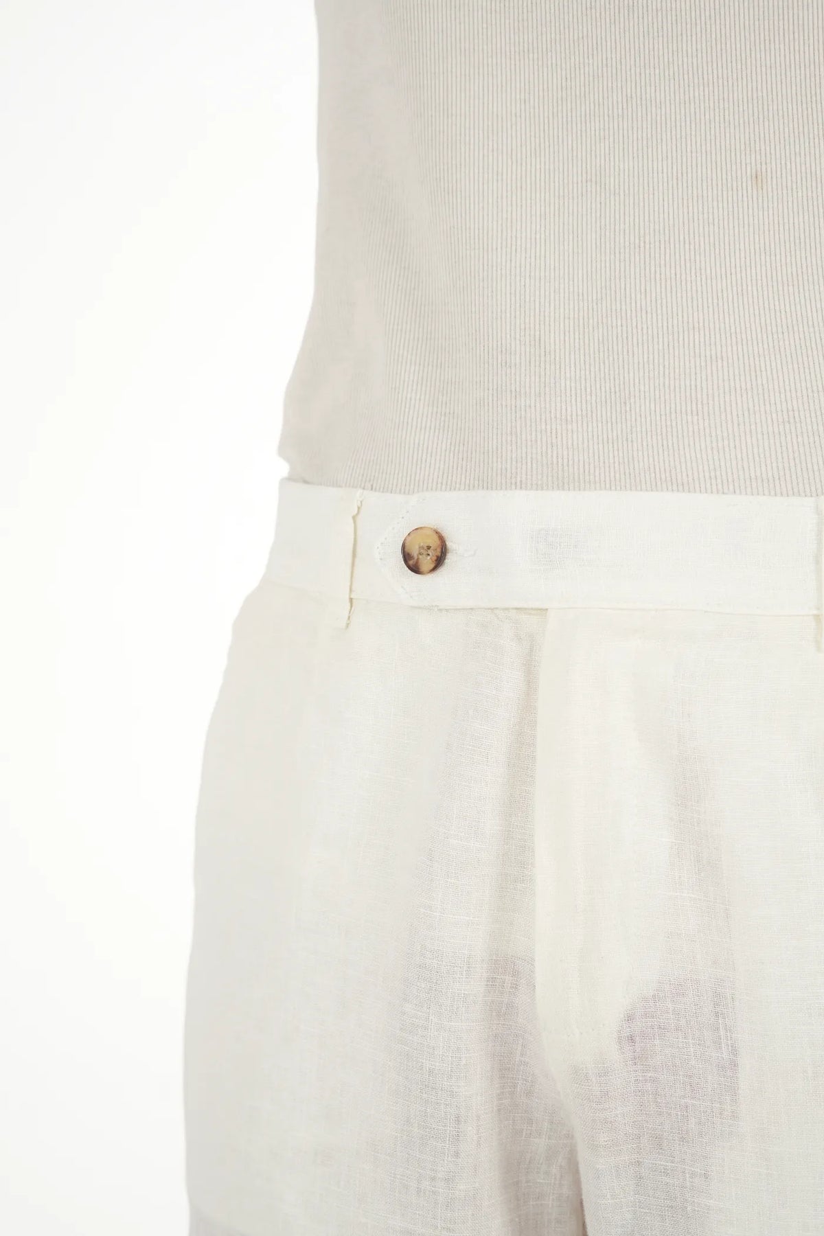 100% LINEN WHITE BUCKLE UP PANTS