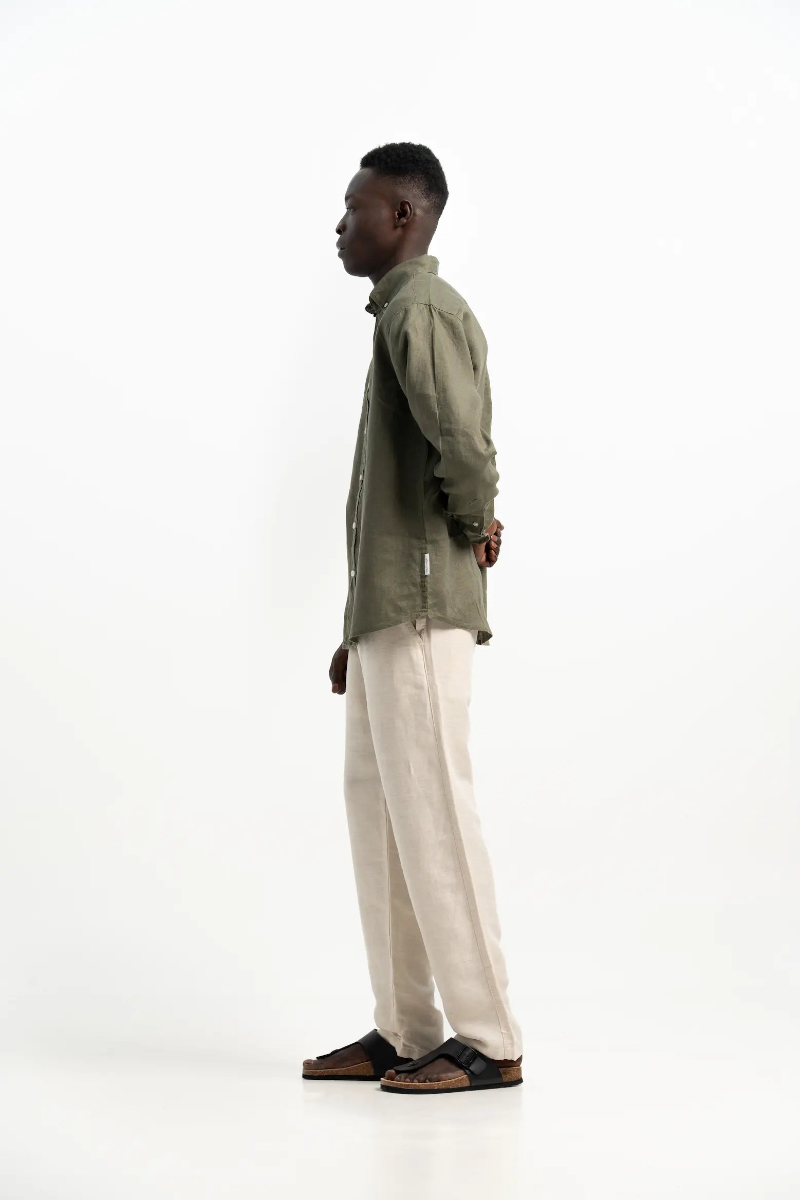 VELAIR LINEN DARK GREEN SHIRT