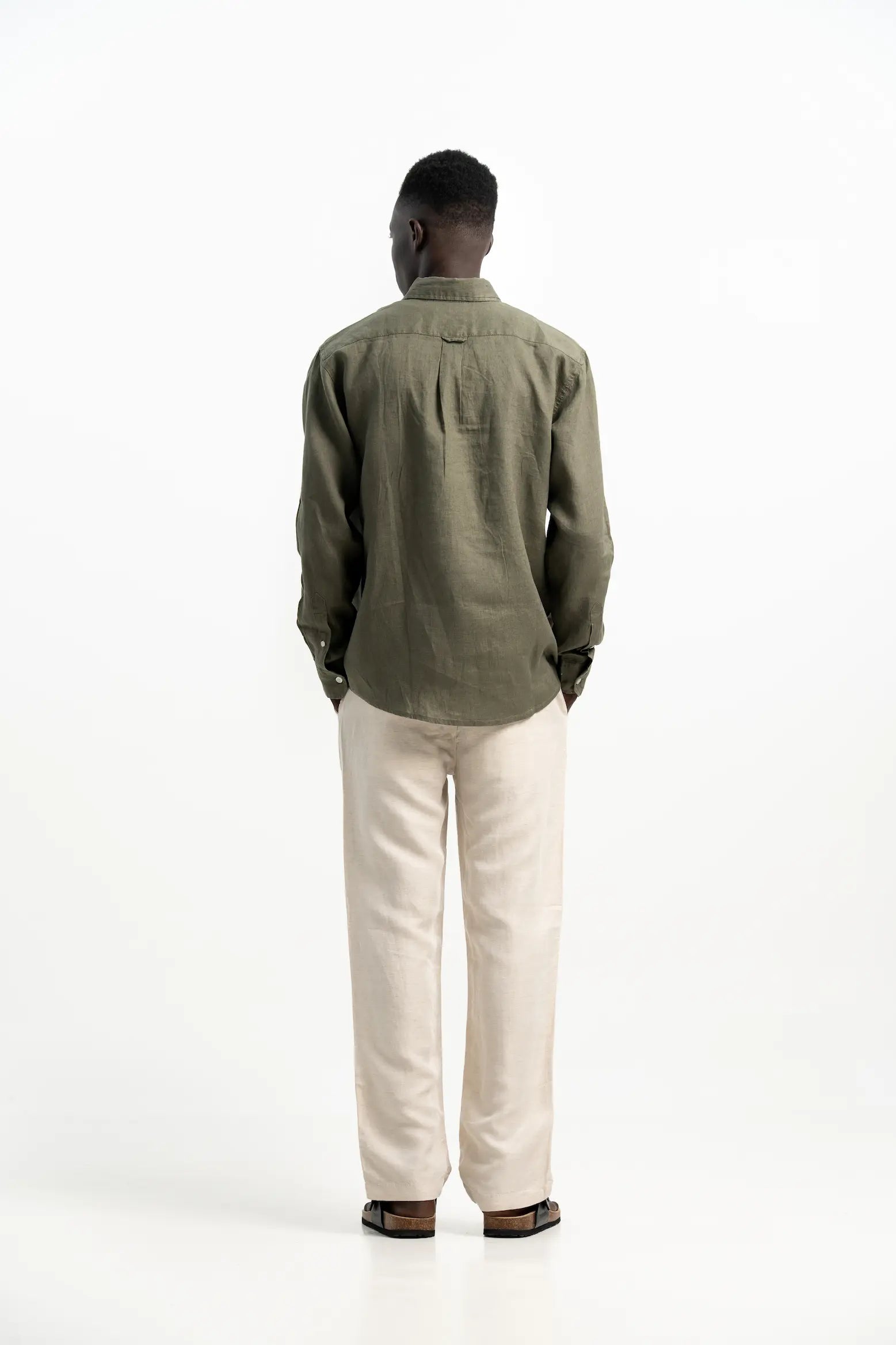 VELAIR LINEN DARK GREEN SHIRT