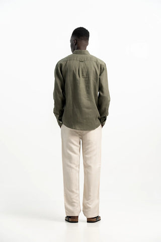 VELAIR LINEN DARK GREEN SHIRT