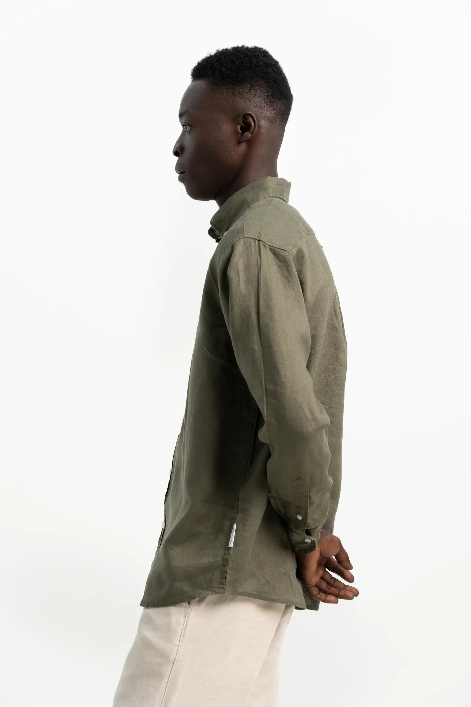 VELAIR LINEN DARK GREEN SHIRT