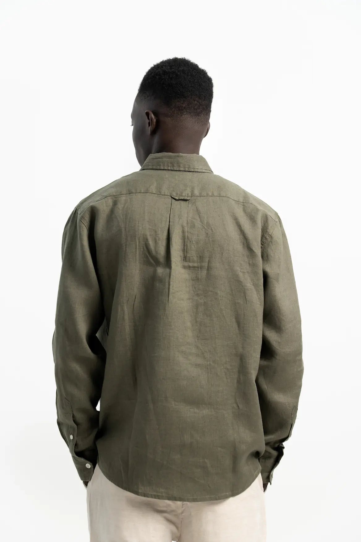 VELAIR LINEN DARK GREEN SHIRT
